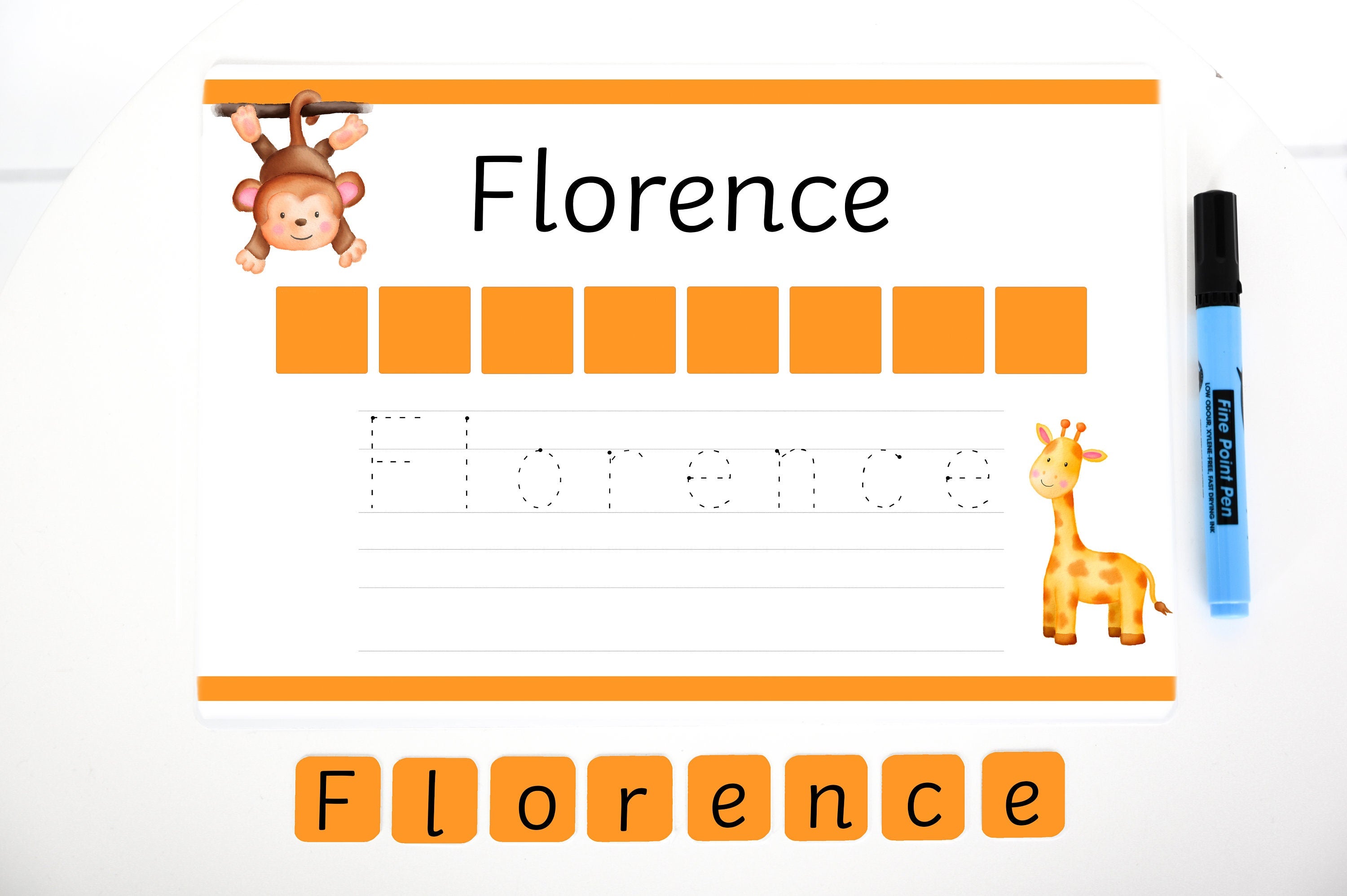 Writing whiteboard, name writing whiteboard, name writing practise, aluminium whiteboard, name writing,handwriting practise board,name board