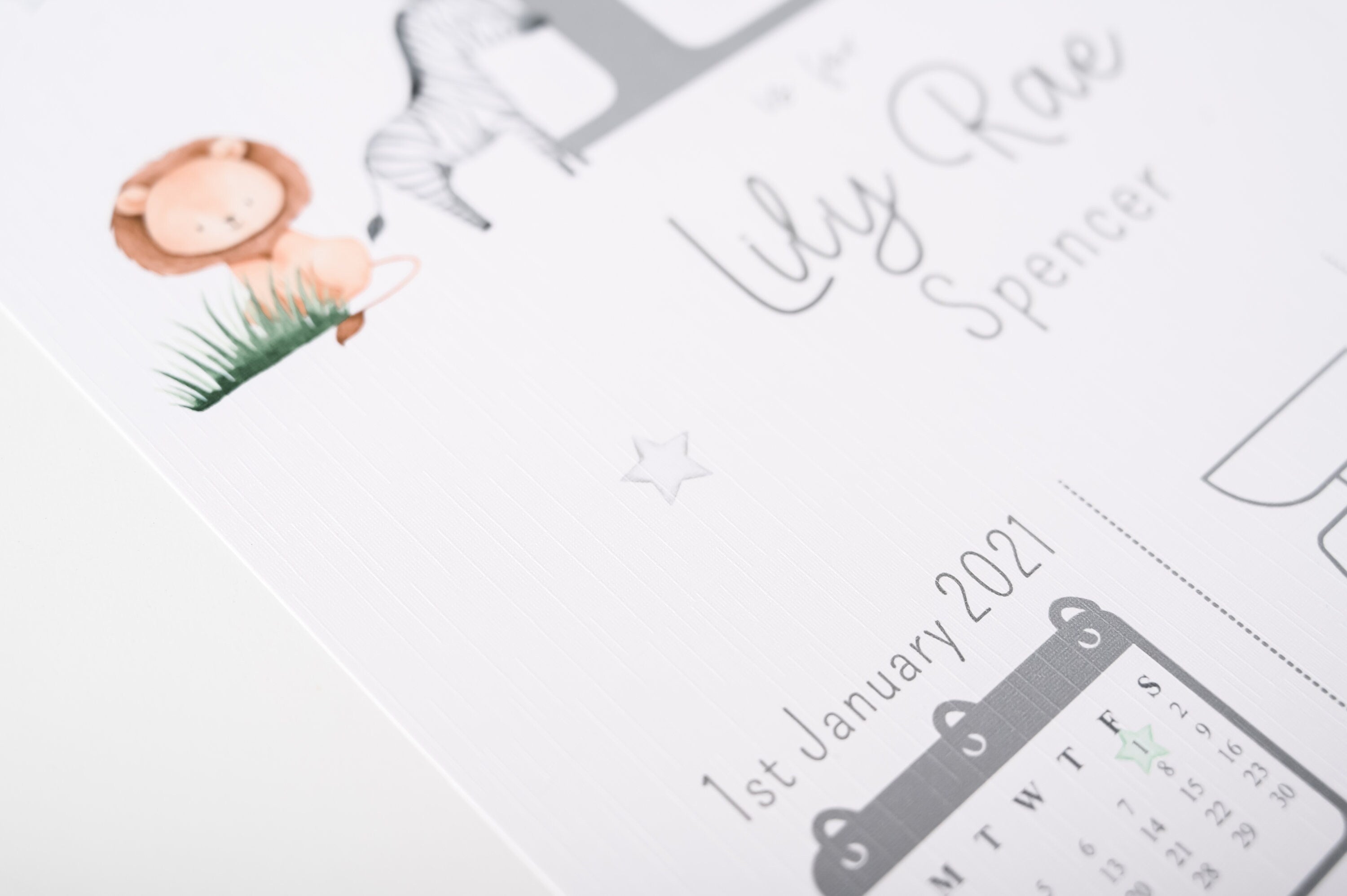 Personalised Safari Print • Personalised New Baby Print • Birth Announcement • Baby Wall Art A4 A3 • Safari Print • Jungle Nursery Print