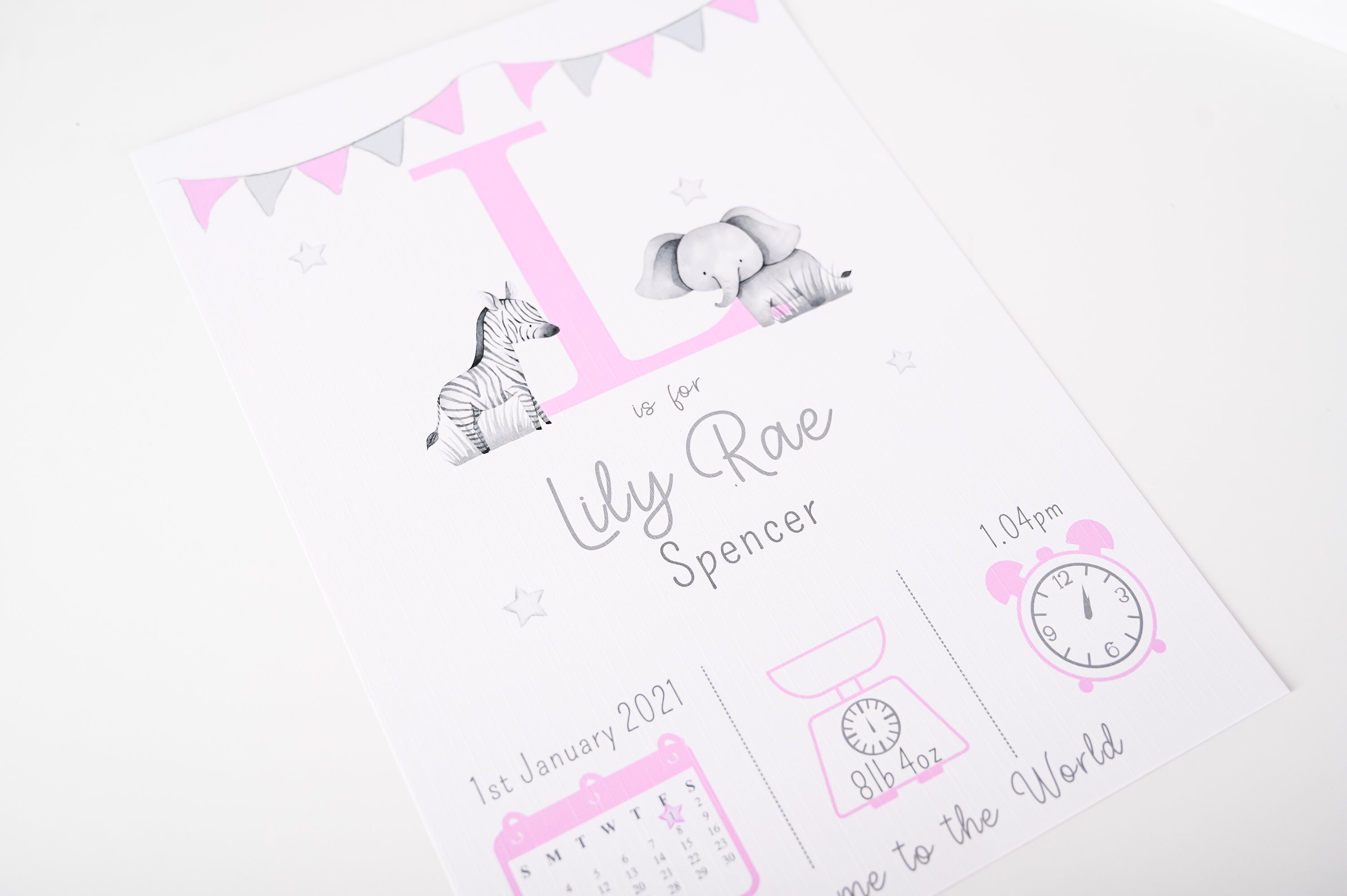 Personalised Safari Print • Personalised New Baby Print • Birth Announcement • Baby Wall Art A4 A3 • Safari Print • Jungle Nursery Print