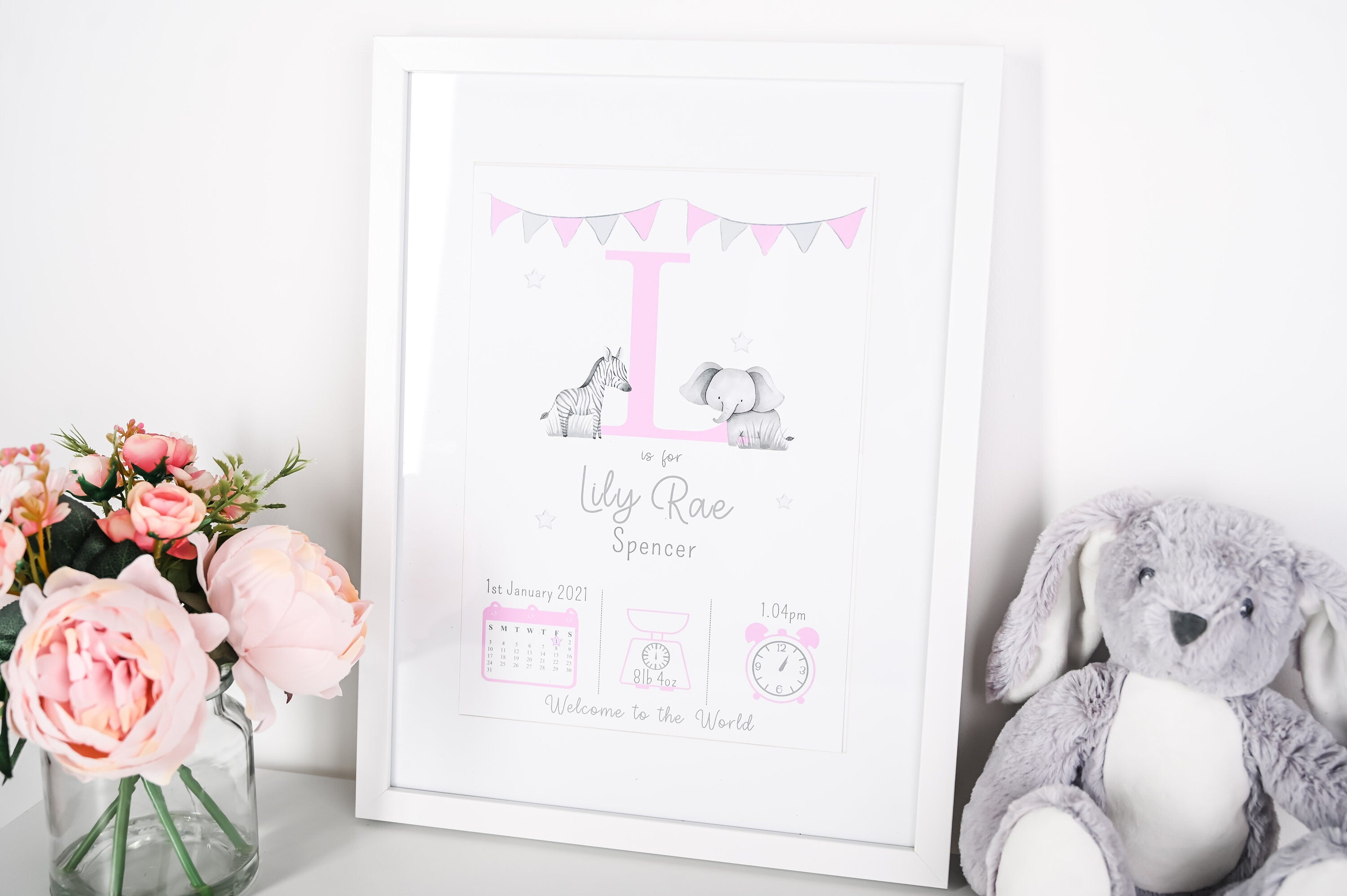 Personalised Safari Print • Personalised New Baby Print • Birth Announcement • Baby Wall Art A4 A3 • Safari Print • Jungle Nursery Print