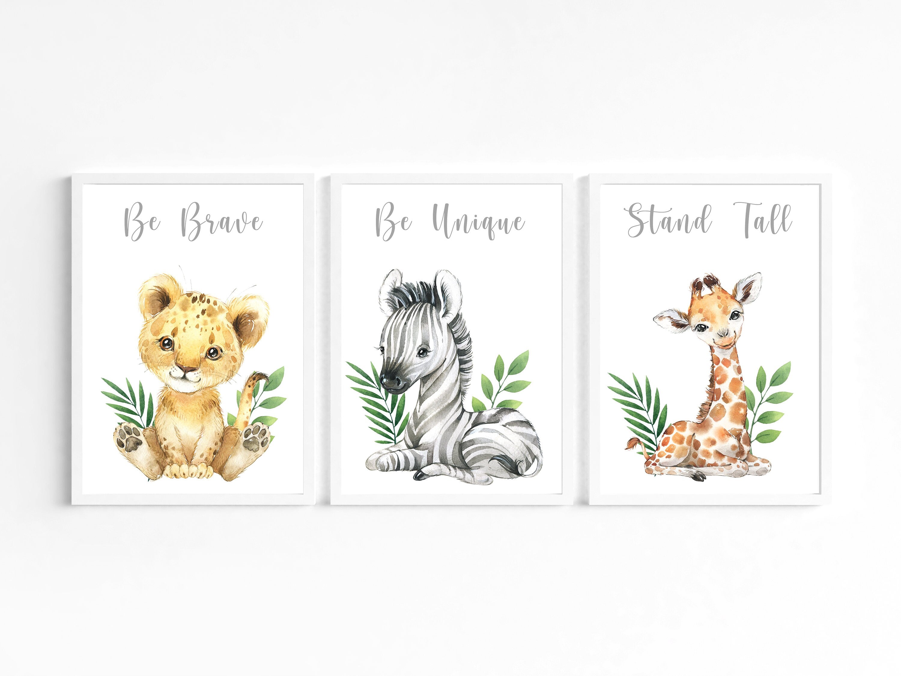 Jungle Animals Nursery Decor - Safari Nursery Prints - Nursery Set - Baby Wall Art - Nursery Decor - Jungle Theme - Elephant Giraffe Zebra
