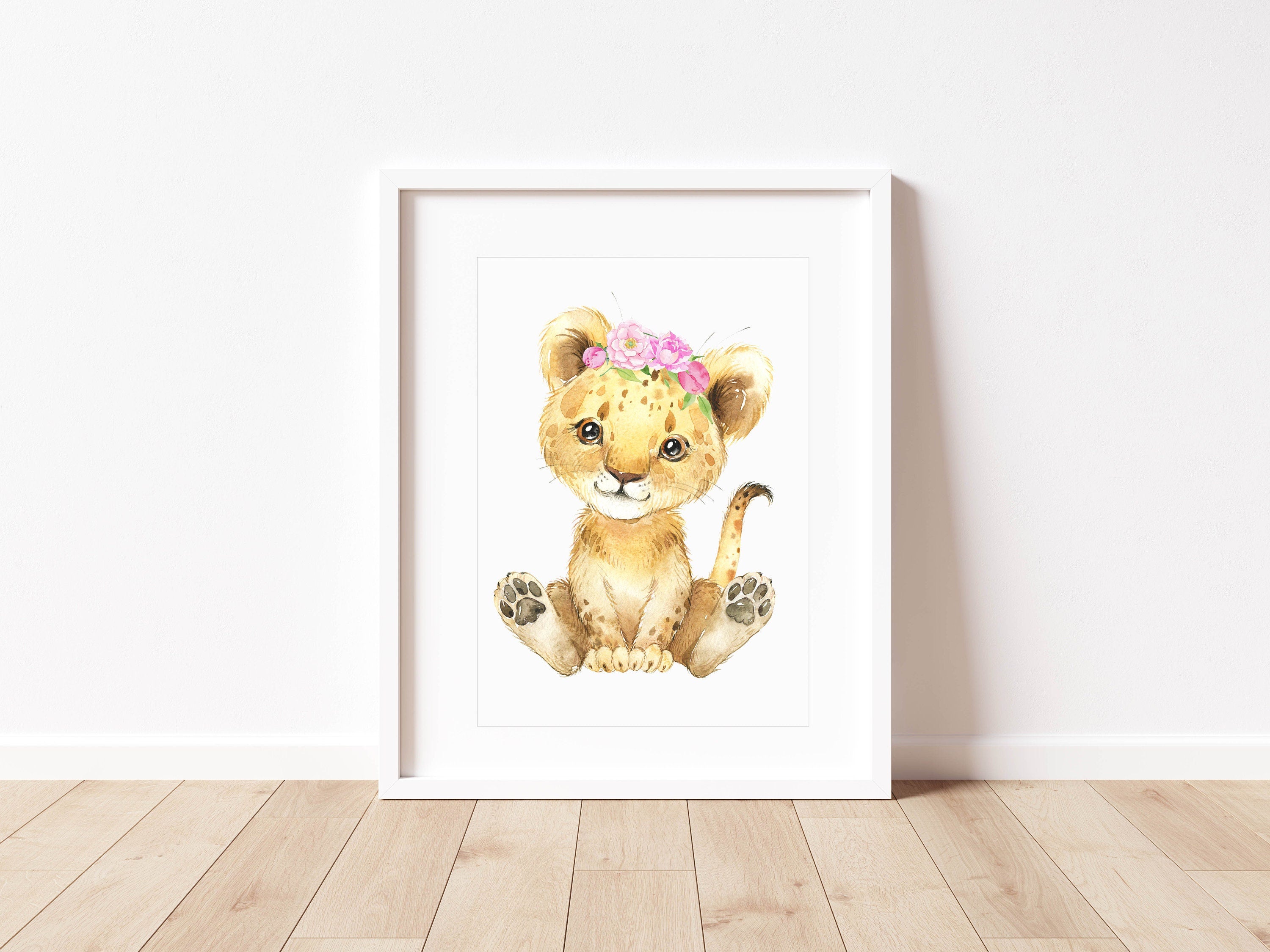 Safari Floral Animals, Nursery Prints, Nursery Decor, Girls Nursery Decor, Safari Nursery, Safari Nursery Decor, Nursery Set -Baby Wall Art