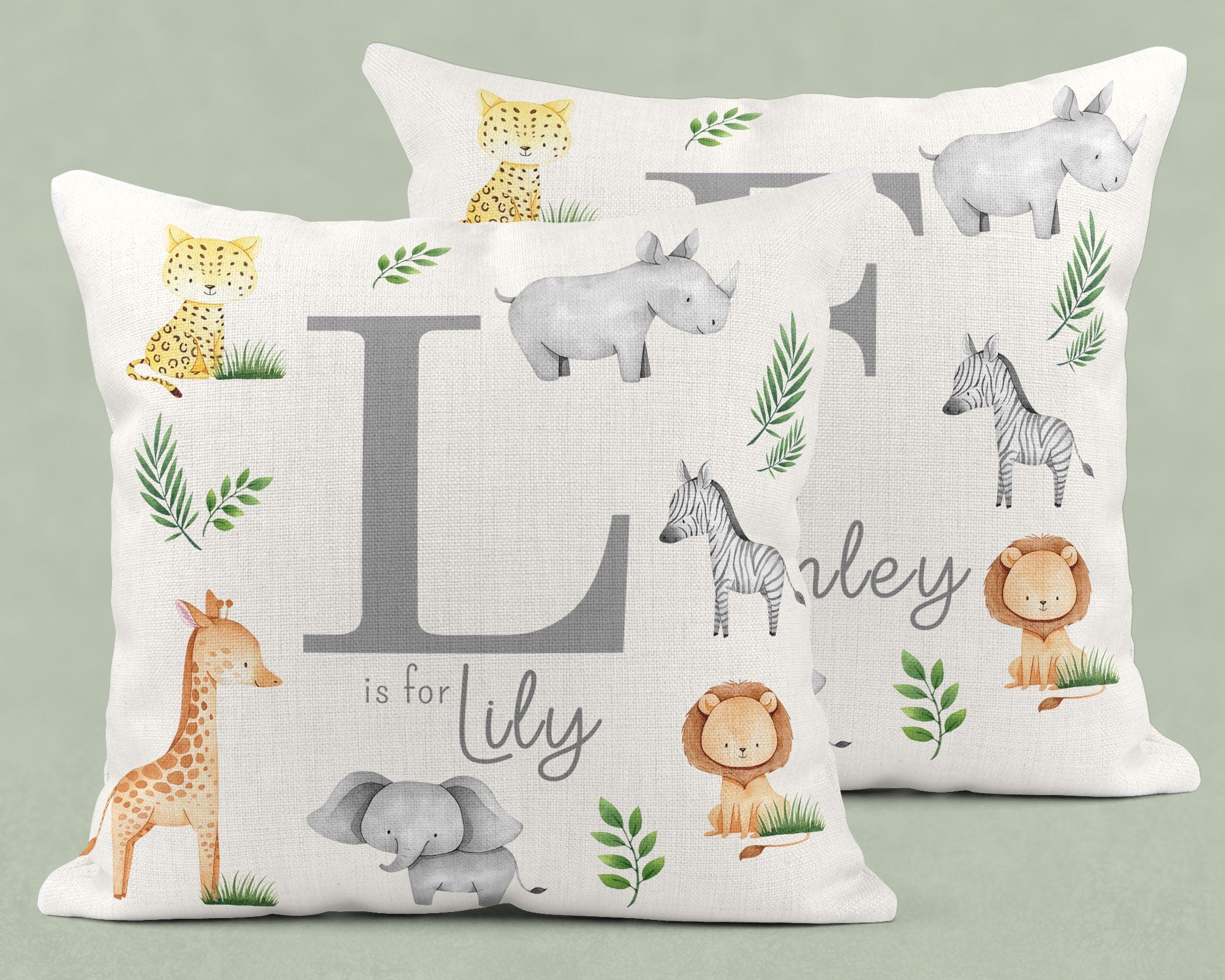 Personalised New Baby Cushion, Welcome To The World Cushion, New Baby Gifts, Safari Cushion, New Baby Present, Safari Nursery Decor