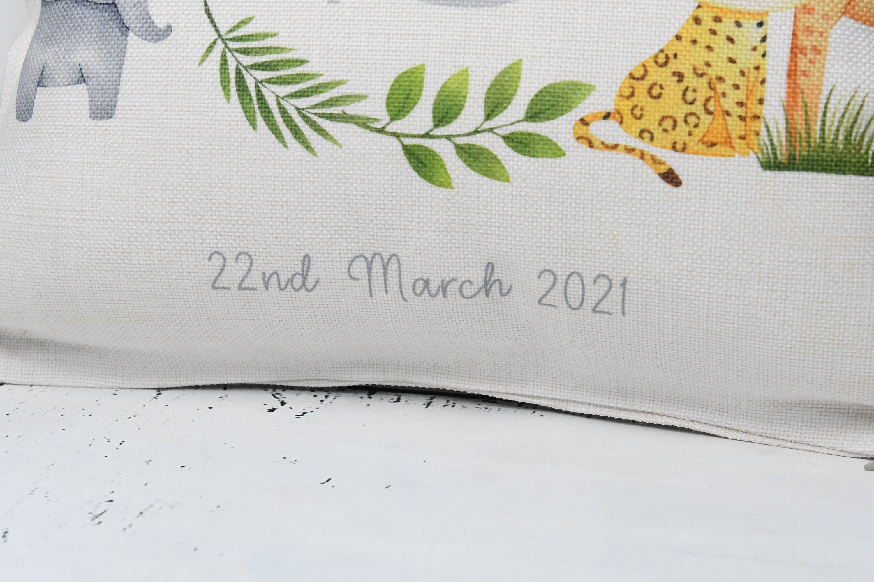 Personalised birthday cushion, 1st birthday cushion, 1st birthday gifts, Safari Cushion, baby Present, Safari Nursery Decor , safari gift