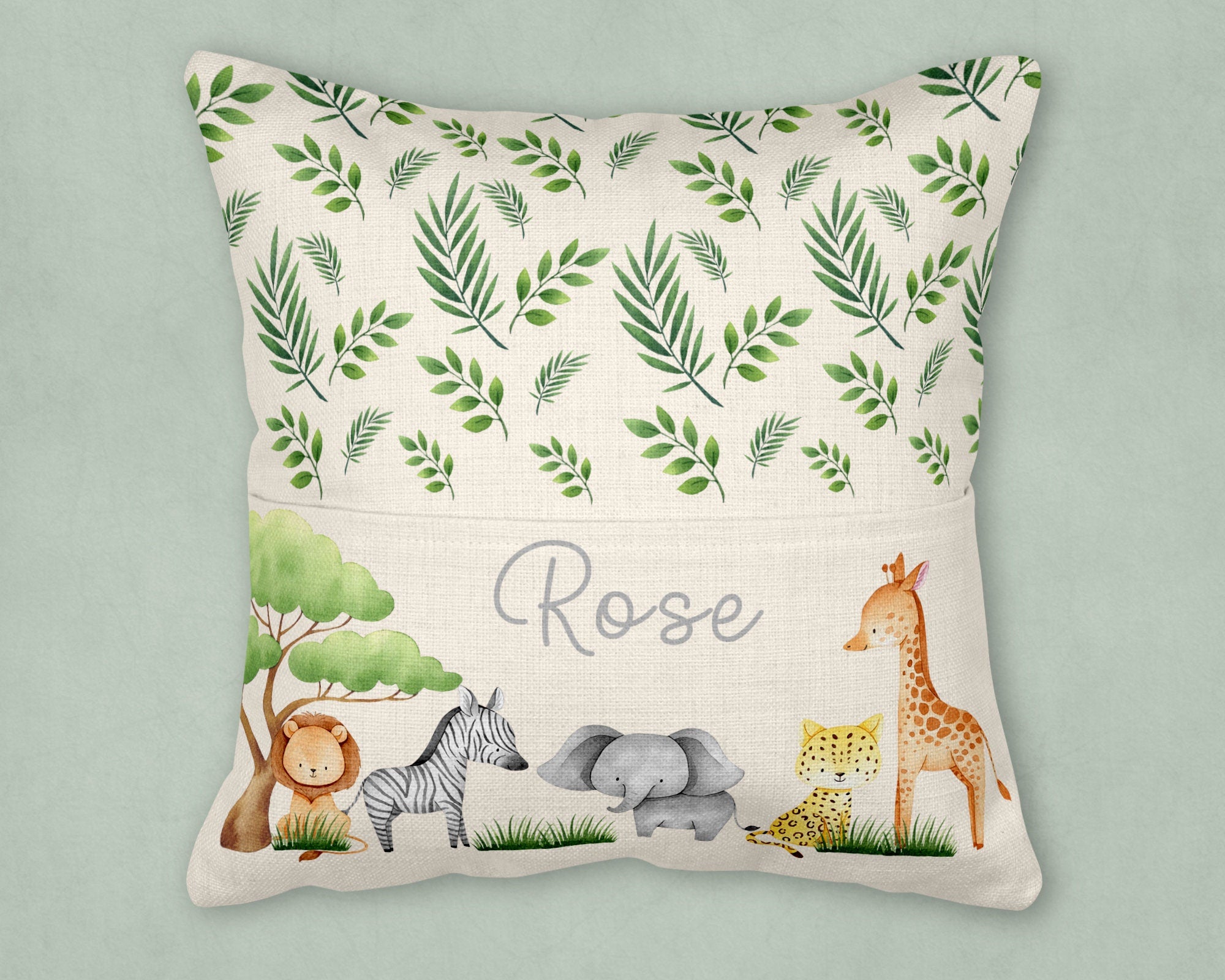 Safari Reading cushion, Reading cushion, Personalised New Baby Cushion, New Baby Gifts,Safari Cushion,New Baby Present, Safari Nursery Decor