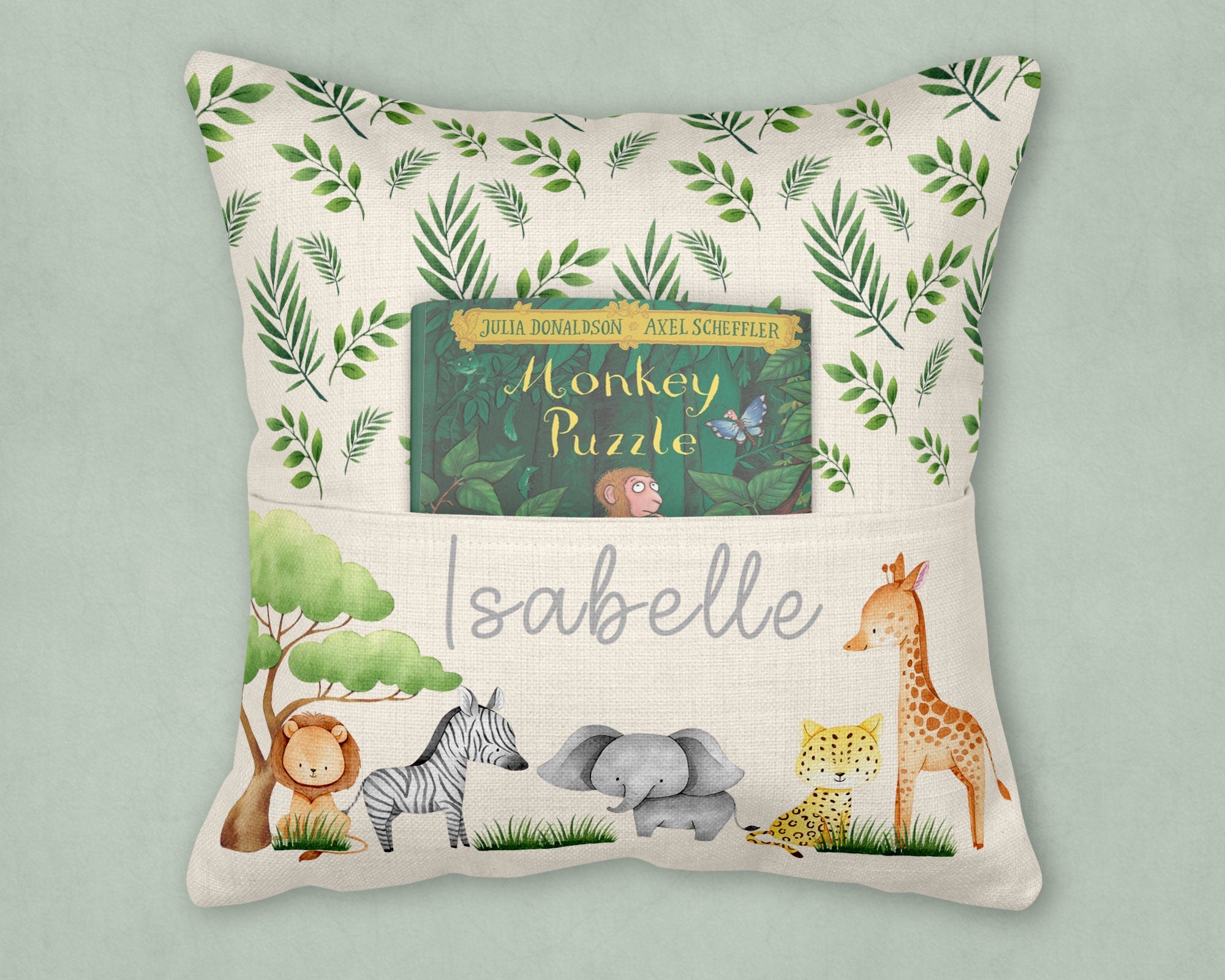 Safari Reading cushion, Reading cushion, Personalised New Baby Cushion, New Baby Gifts,Safari Cushion,New Baby Present, Safari Nursery Decor