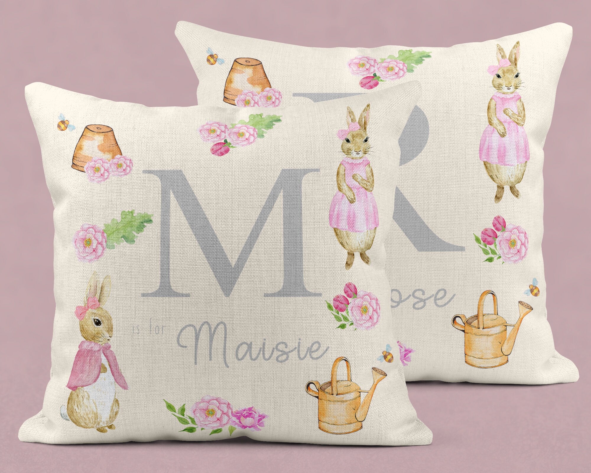Personalised New Baby Cushion, Welcome To The World Cushion, New Baby Gifts, Rabbit Cushion, New Baby Present, Rabbit, Nursery decor