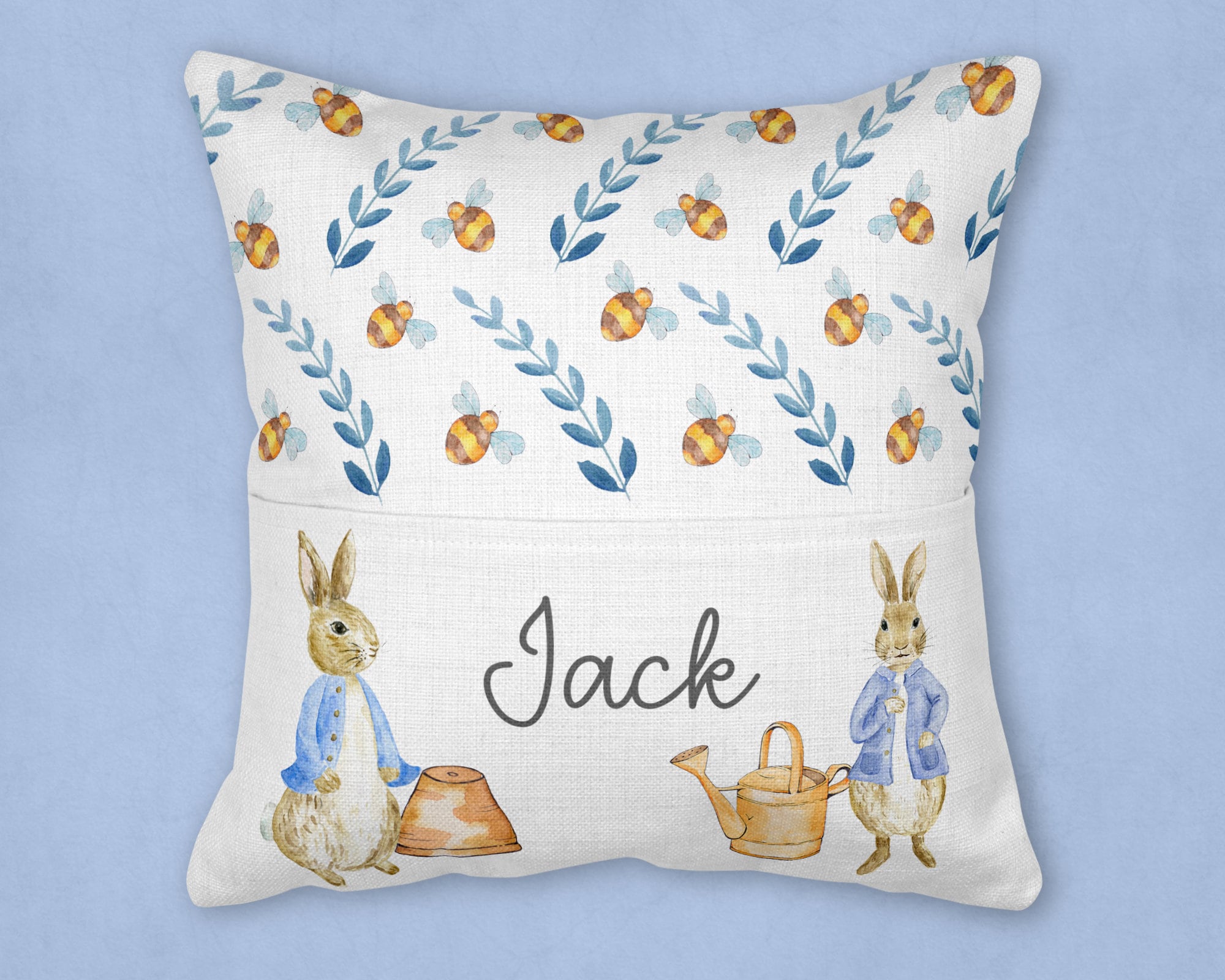 Peter Rabbit Reading cushion, Reading cushion, Personalised New Baby Cushion, New Baby Gifts, Rabbit Cushion, Peter rabbit nursery, reading