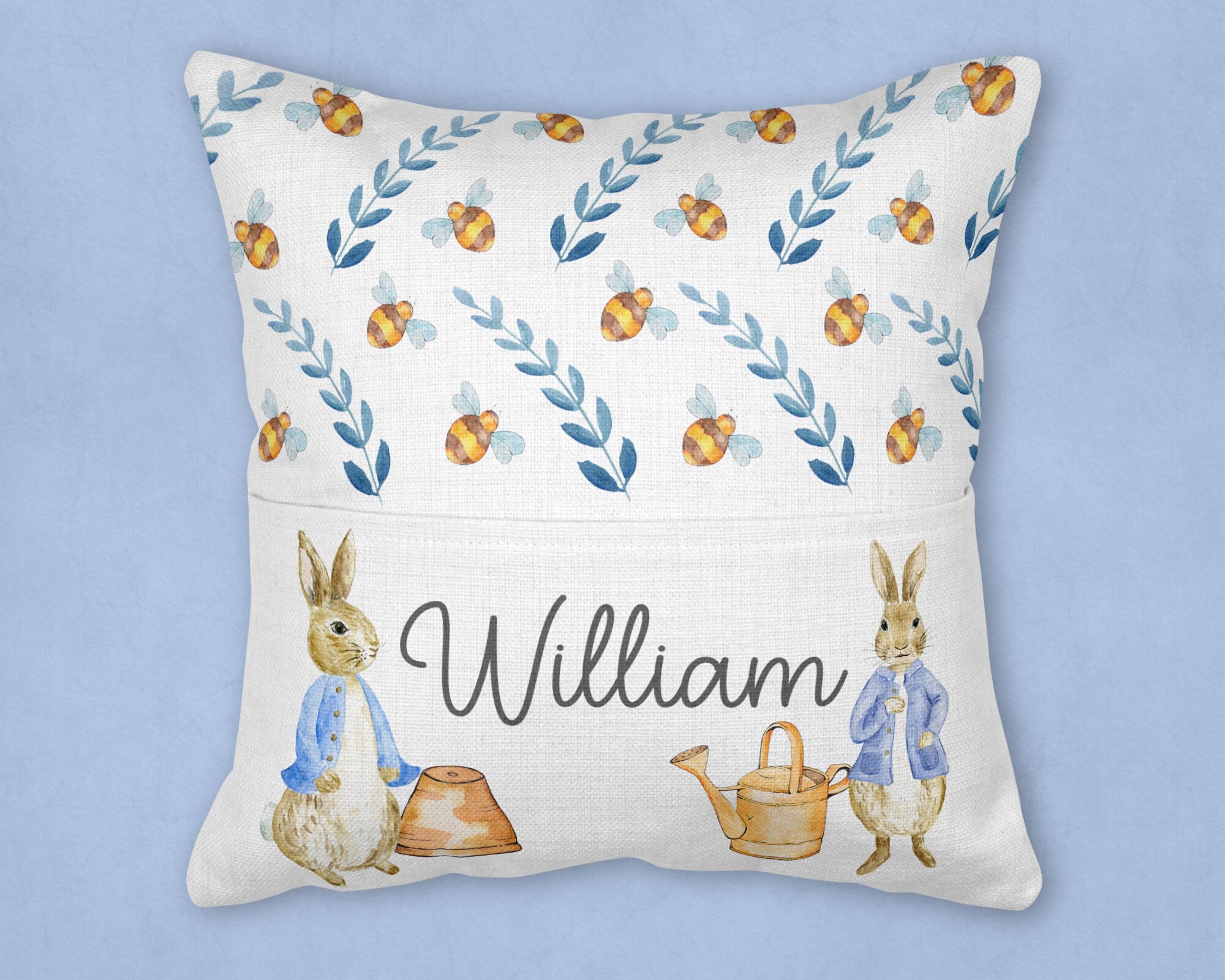 Peter Rabbit Reading cushion, Reading cushion, Personalised New Baby Cushion, New Baby Gifts, Rabbit Cushion, Peter rabbit nursery, reading