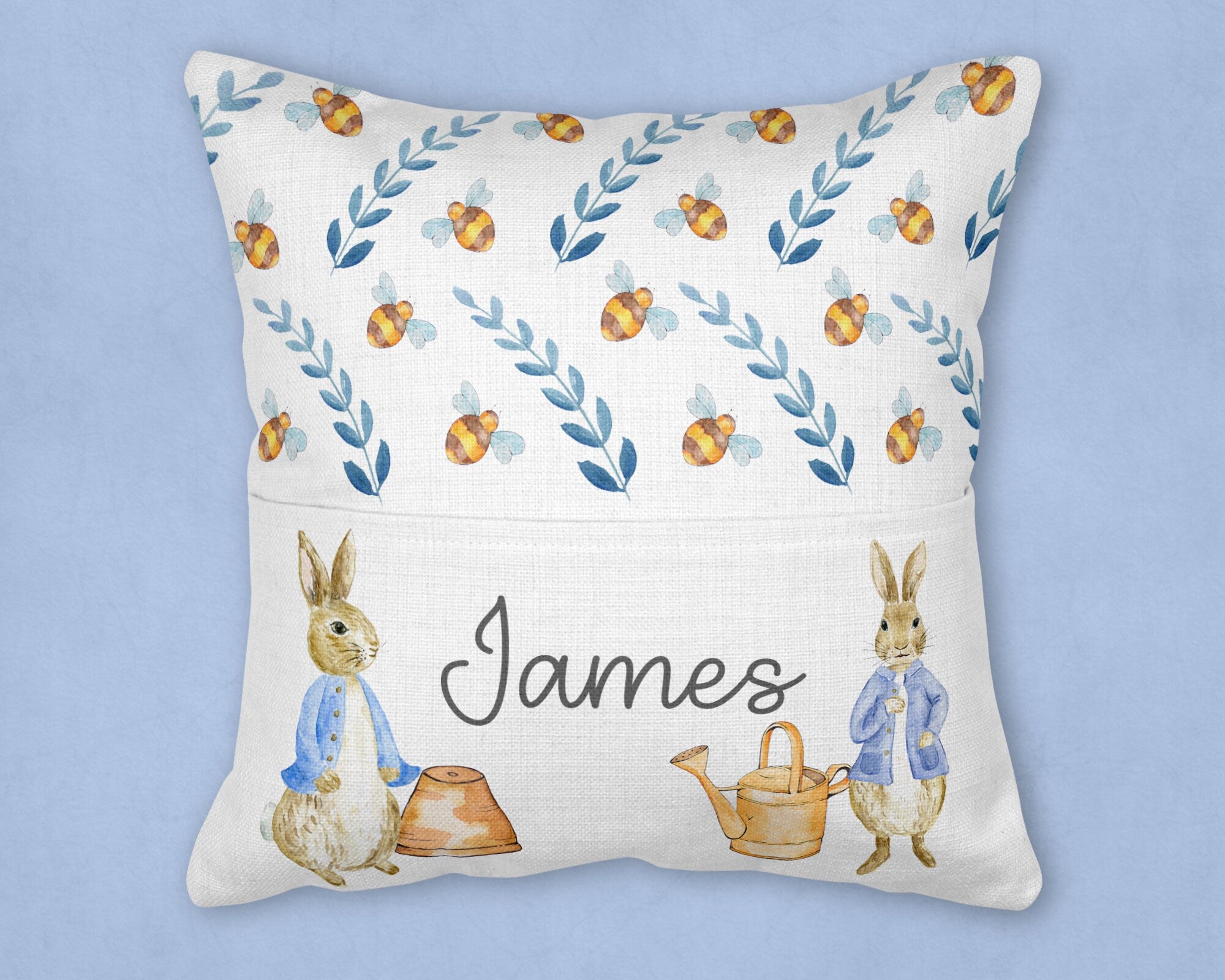 Peter Rabbit Reading cushion, Reading cushion, Personalised New Baby Cushion, New Baby Gifts, Rabbit Cushion, Peter rabbit nursery, reading