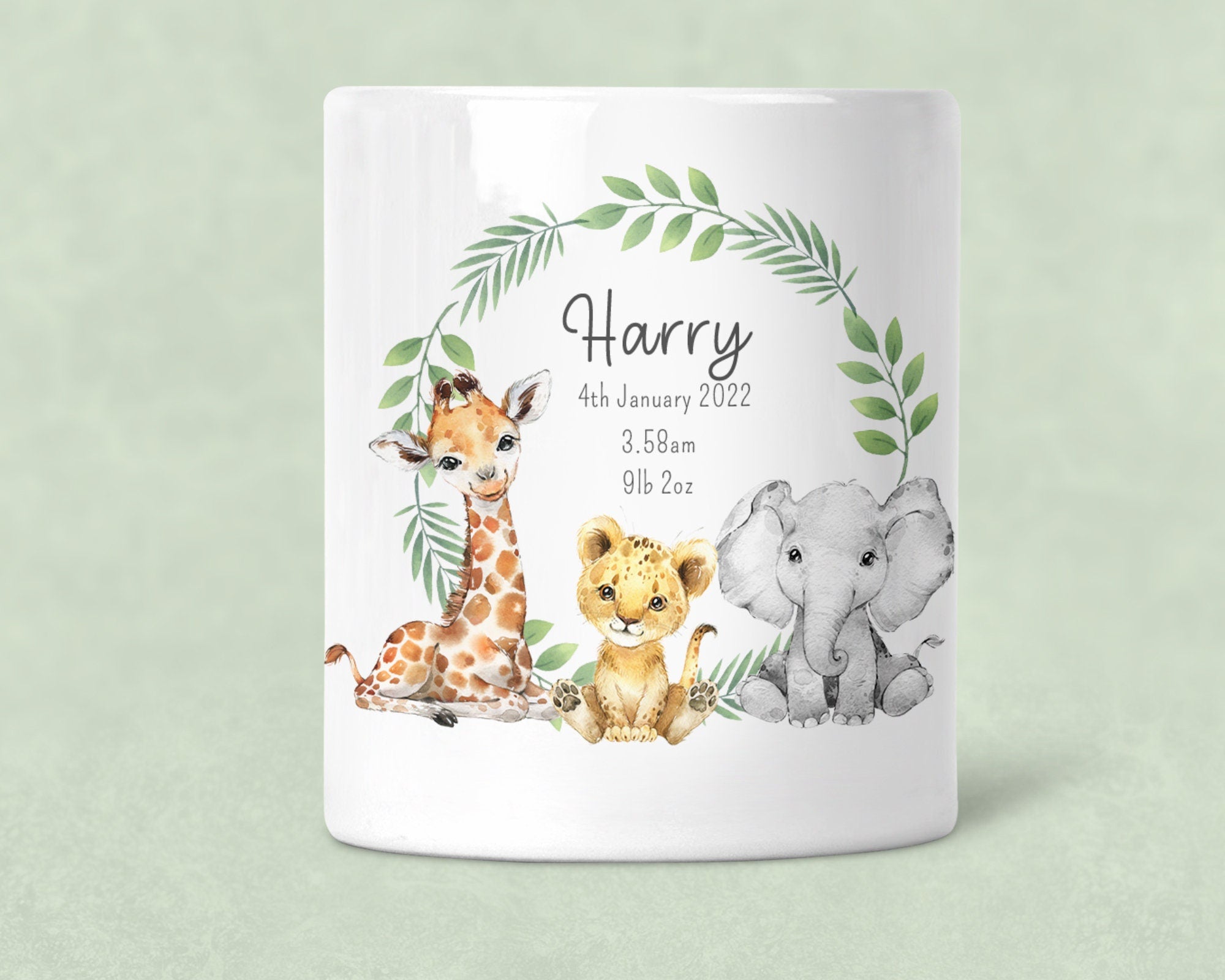 Personalised Jungle Money Box -Safari money box, Personalised Money Box - Jungle Nursery Decor, Safari, Safari Nursery, New baby gift