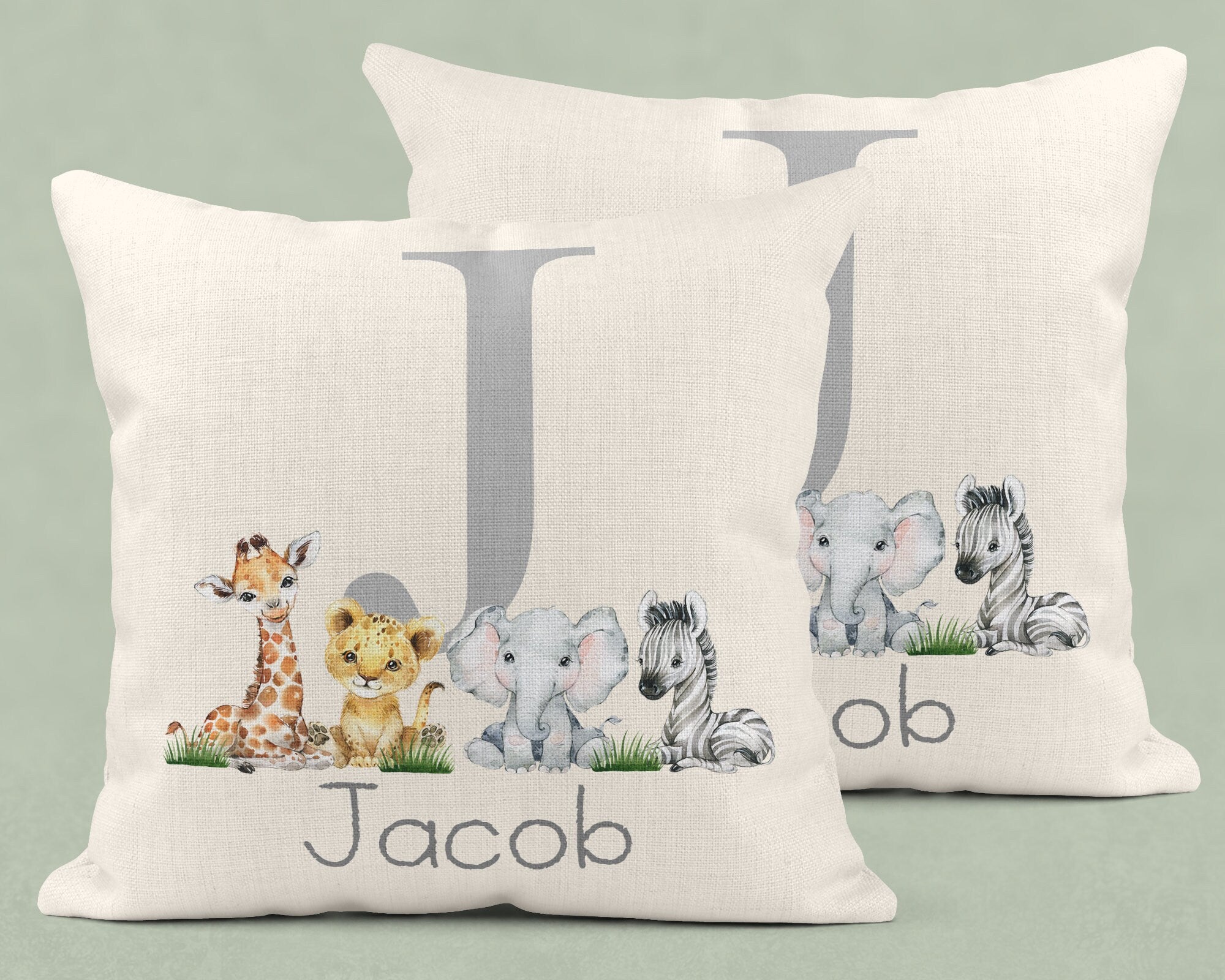 Personalised New Baby Cushion, Welcome To The World Cushion, New Baby Gifts, Safari Cushion, New Baby Present, Safari Nursery Decor