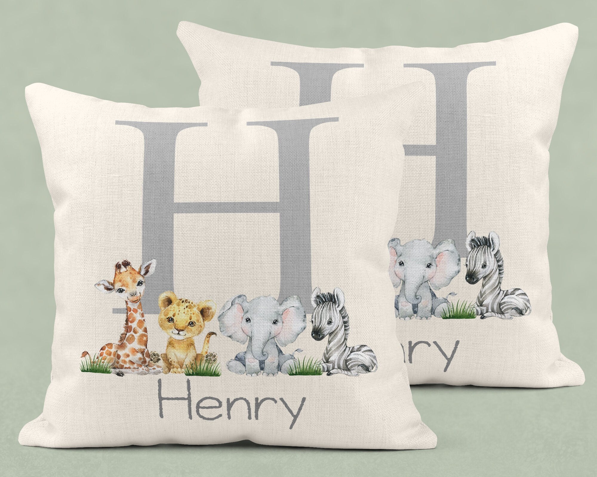 Personalised New Baby Cushion, Welcome To The World Cushion, New Baby Gifts, Safari Cushion, New Baby Present, Safari Nursery Decor