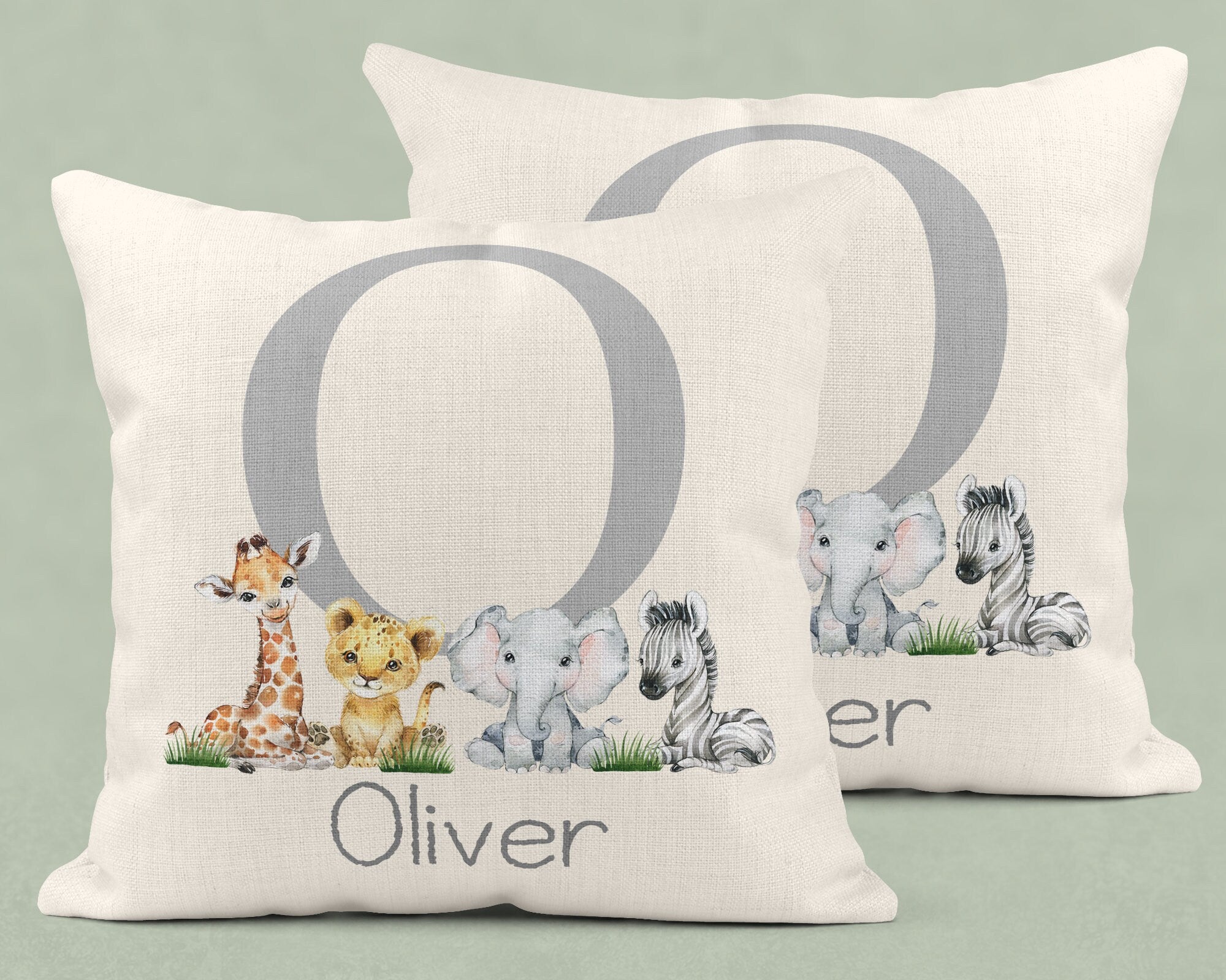 Personalised New Baby Cushion, Welcome To The World Cushion, New Baby Gifts, Safari Cushion, New Baby Present, Safari Nursery Decor