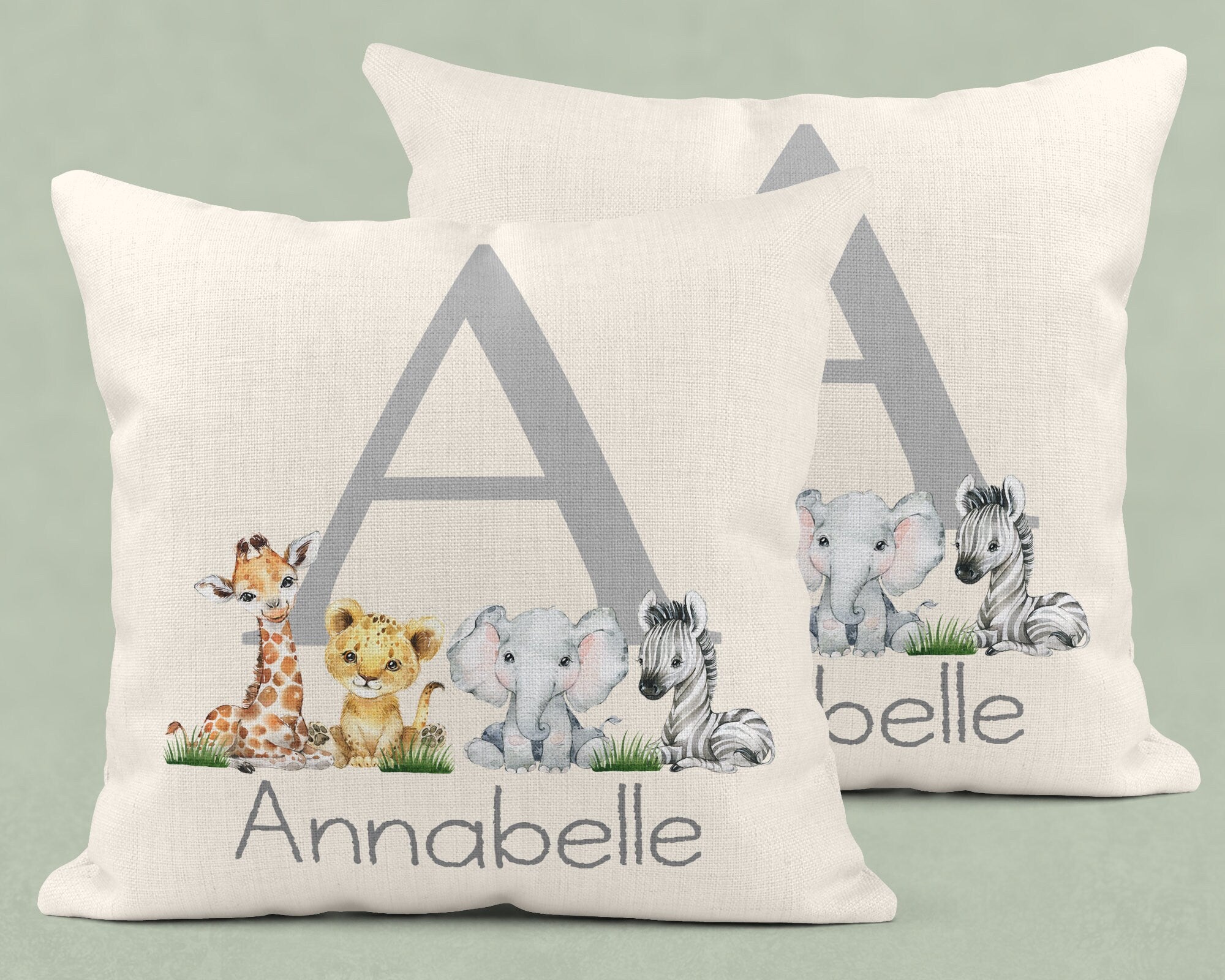 Personalised New Baby Cushion, Welcome To The World Cushion, New Baby Gifts, Safari Cushion, New Baby Present, Safari Nursery Decor