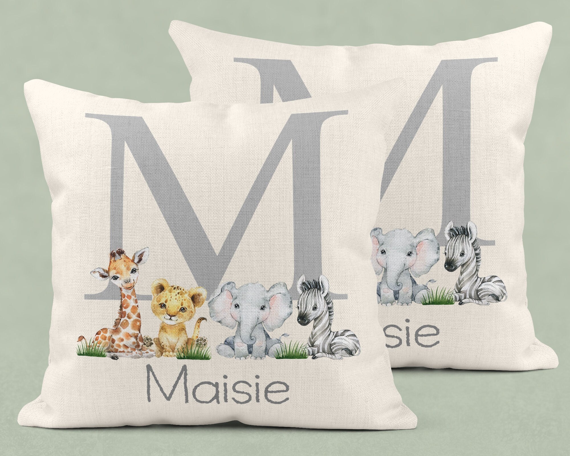 Personalised New Baby Cushion, Welcome To The World Cushion, New Baby Gifts, Safari Cushion, New Baby Present, Safari Nursery Decor