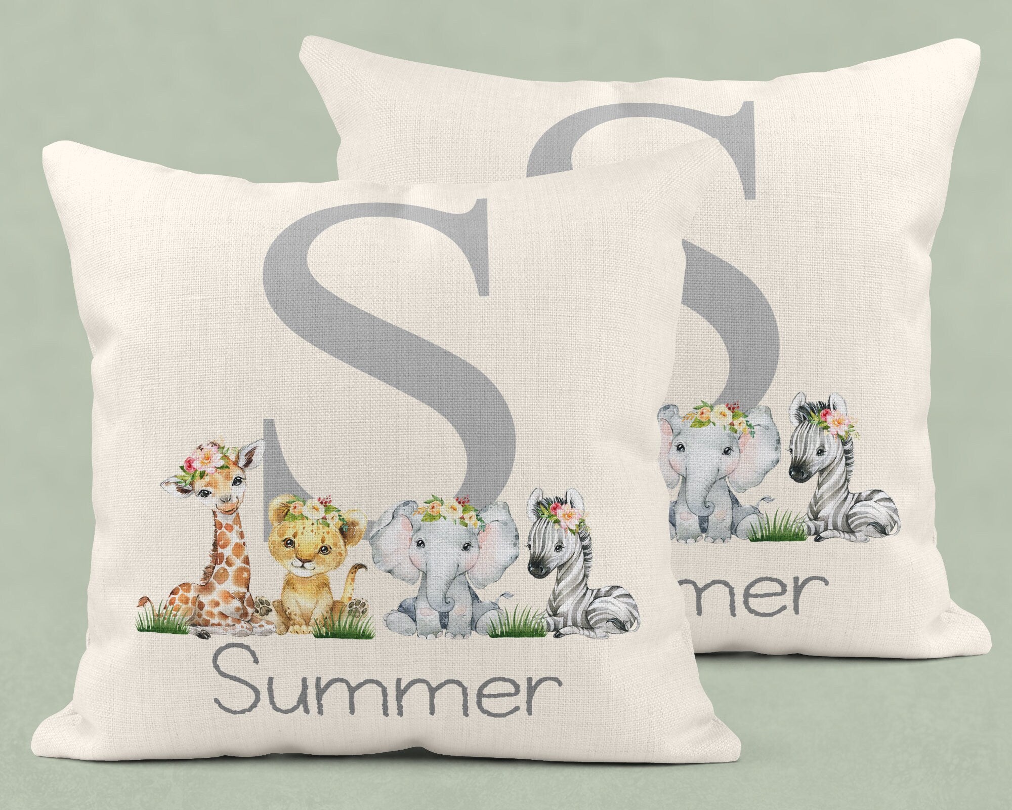 Personalised New Baby Cushion, Welcome To The World Cushion, New Baby Gifts, Safari Cushion, New Baby Present, Safari Nursery Decor