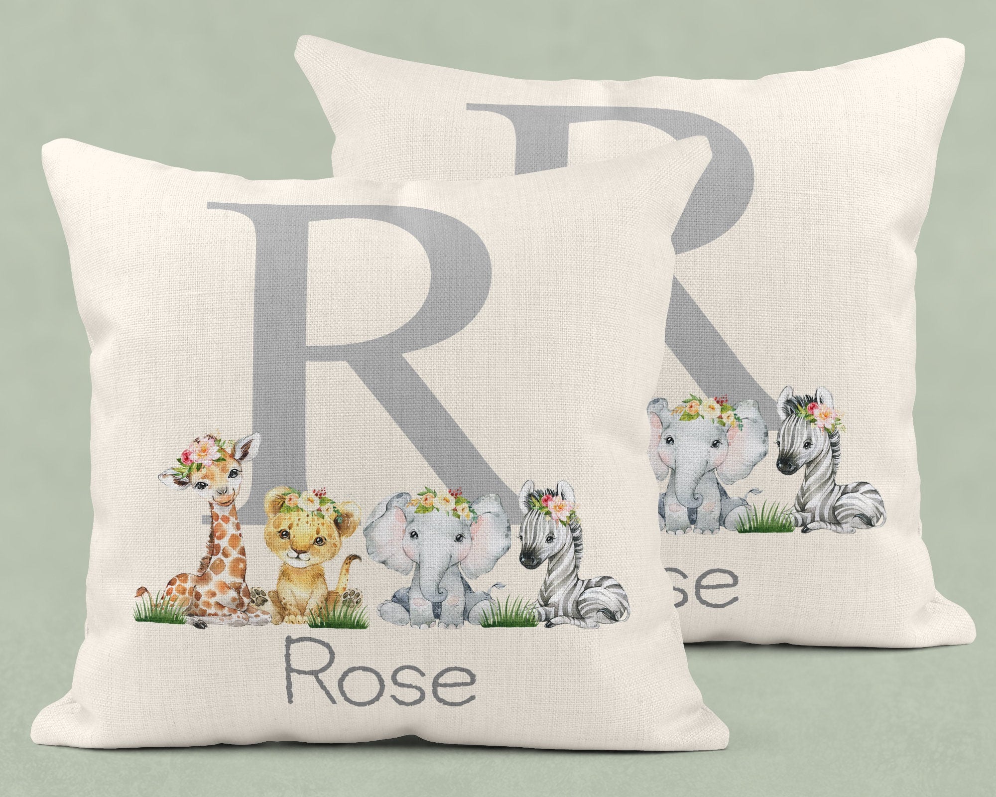 Personalised New Baby Cushion, Welcome To The World Cushion, New Baby Gifts, Safari Cushion, New Baby Present, Safari Nursery Decor