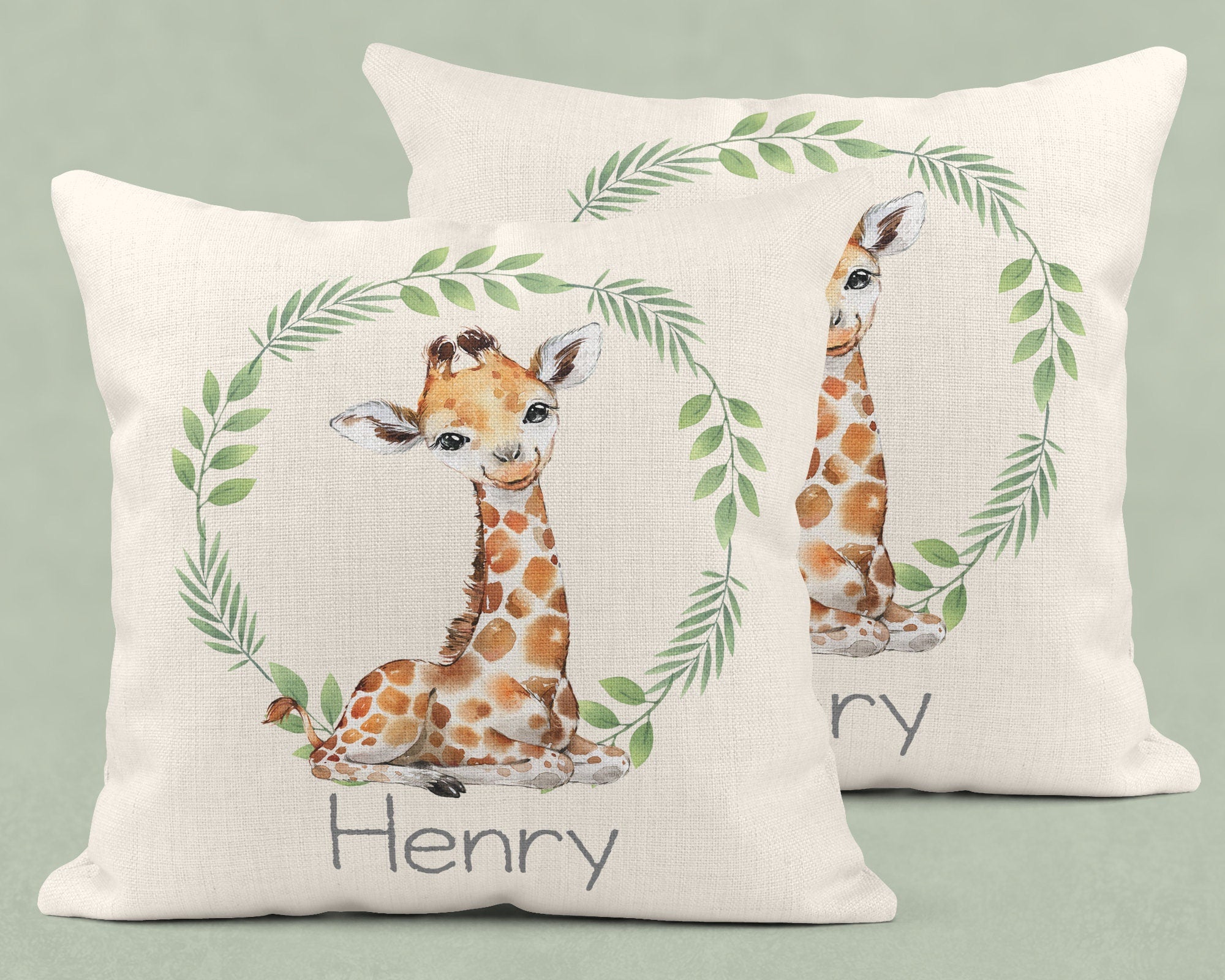 Personalised New Baby Cushion, Welcome To The World Cushion, New Baby Gifts, Safari Cushion, New Baby Present, Safari Nursery Decor