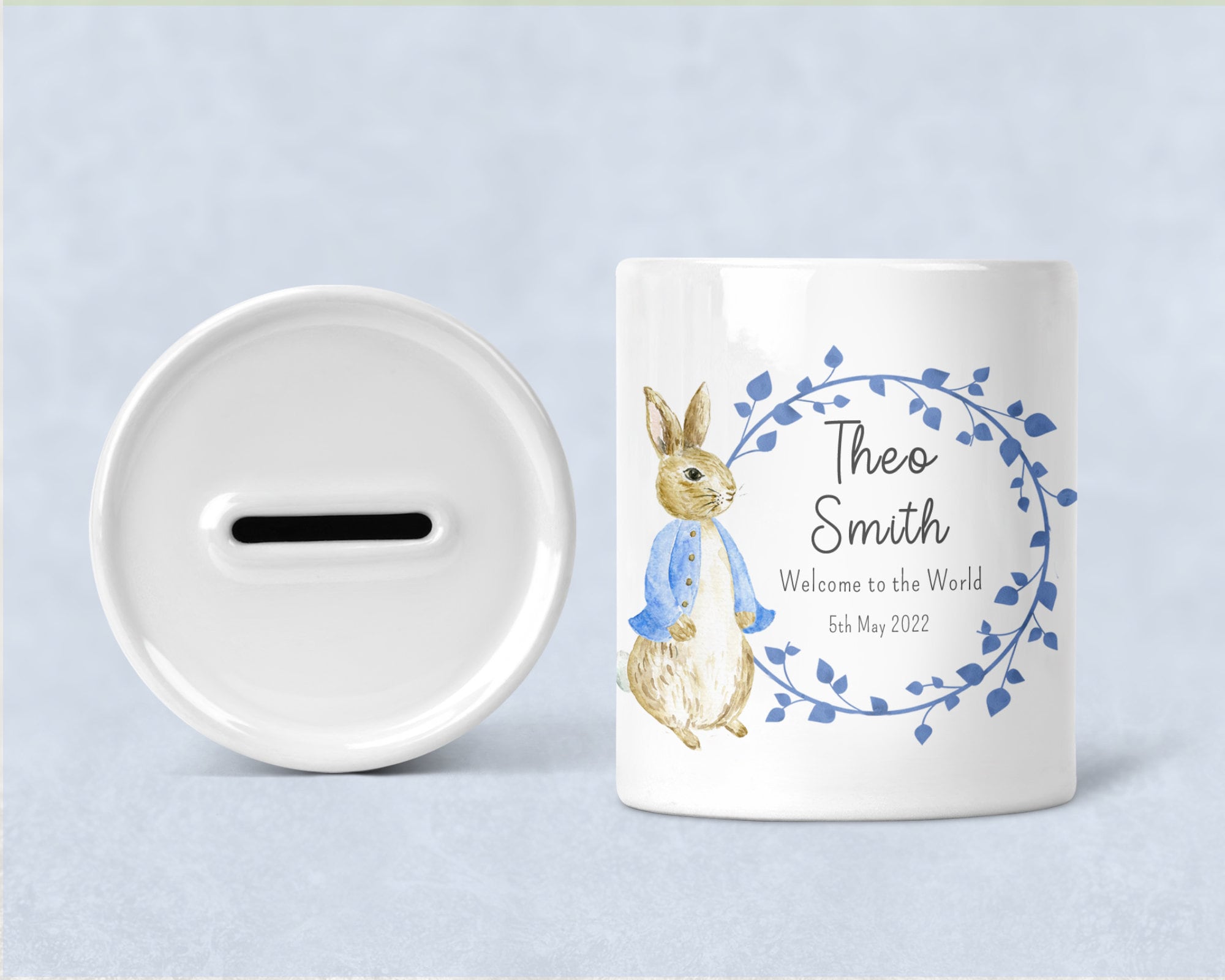 Personalised Money Box, Peter Rabbit Money Box, Peter Rabbit Gift, Peter Rabbit nursery, New baby gift, Money Box, Christening gift,