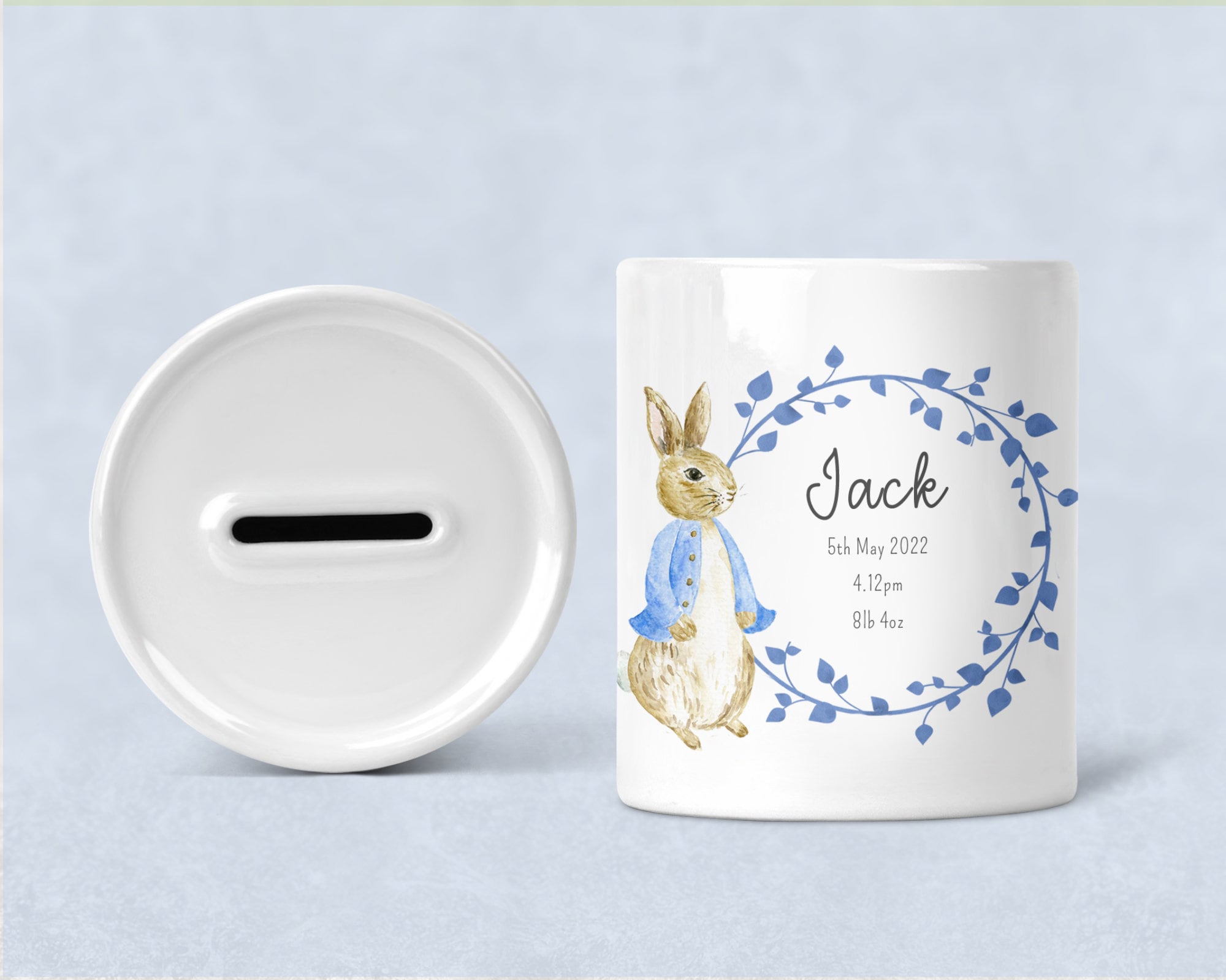 Personalised Money Box, Peter Rabbit Money Box, Peter Rabbit Gift, Peter Rabbit nursery, New baby gift, Money Box, Christening gift,