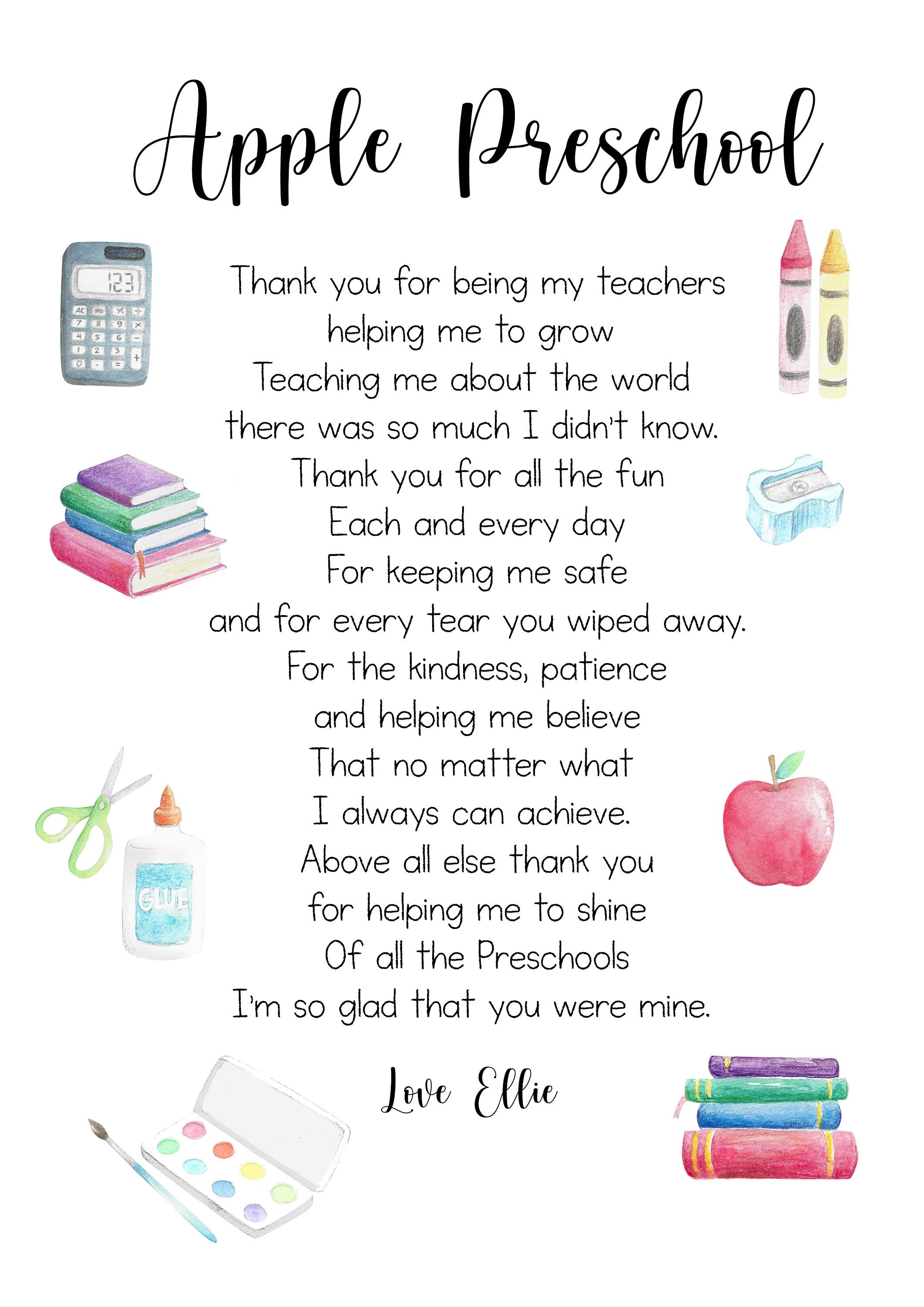 Teacher Thank You Gift | Teacher Print | School Leaving Gift | End of Term Nursery Gift | Teacher Thank You Print | Teacher End Of Year Gift