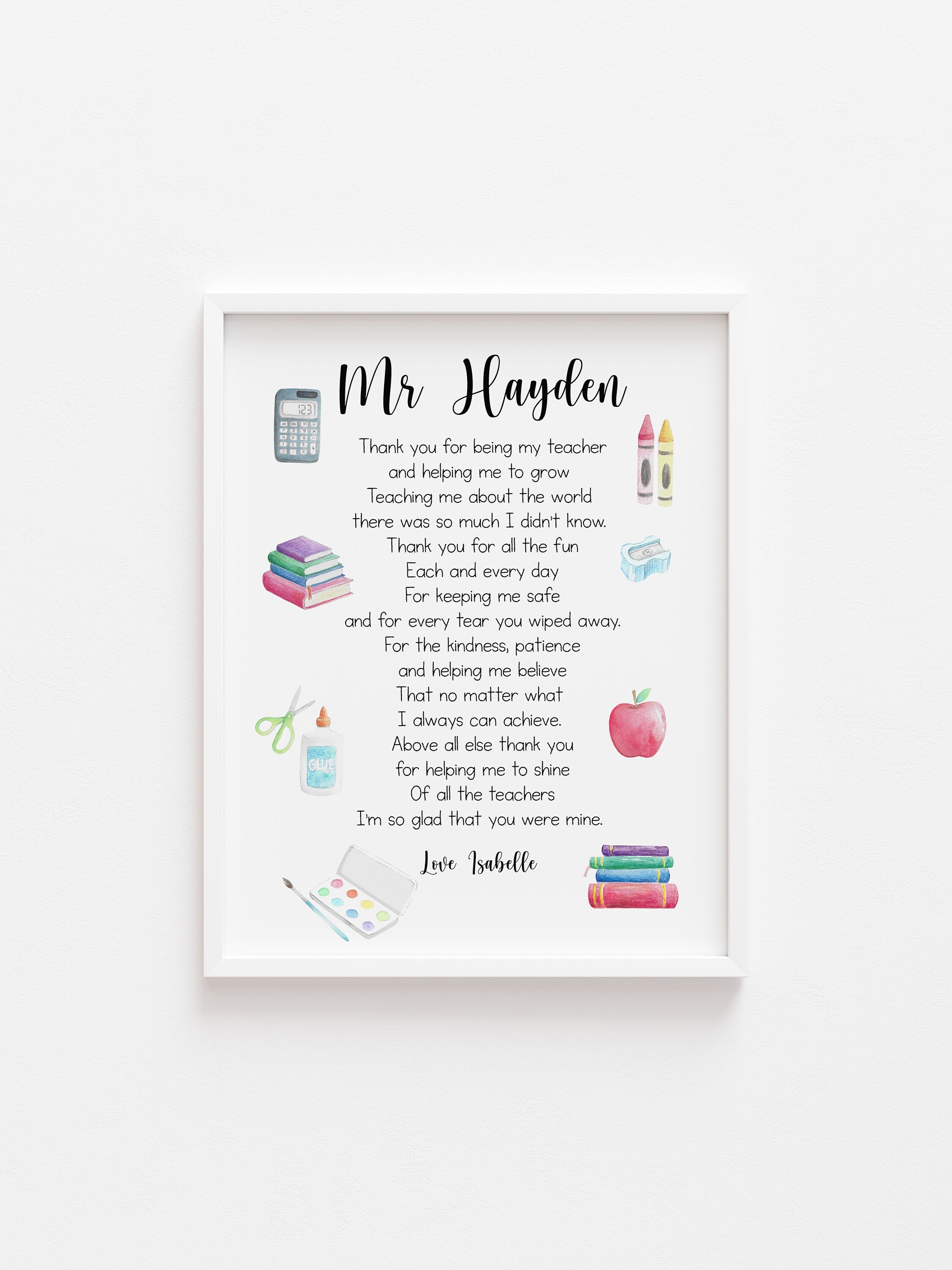 Teacher Thank You Gift | Teacher Print | School Leaving Gift | End of Term Nursery Gift | Teacher Thank You Print | Teacher End Of Year Gift