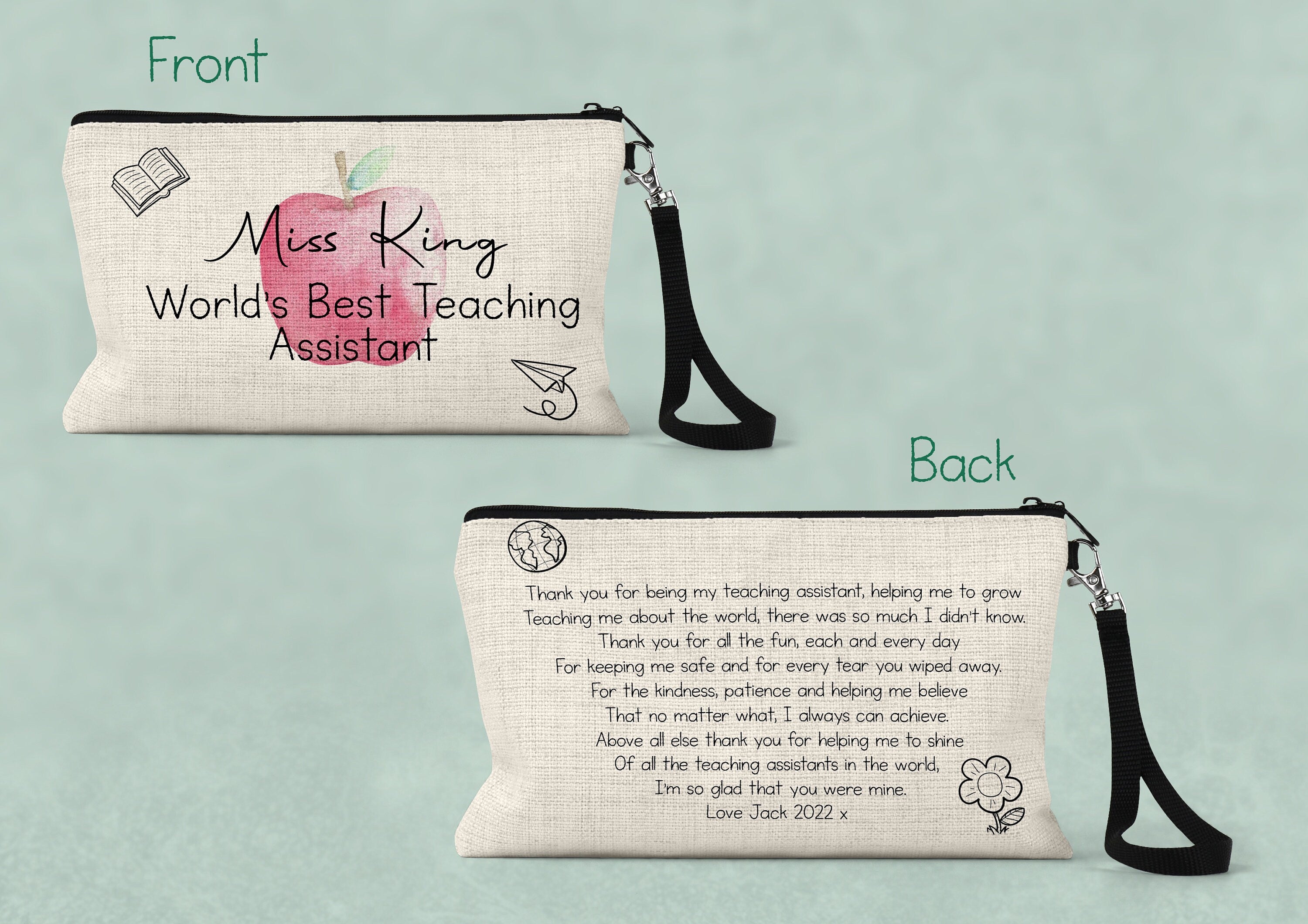 Teacher pencil case, Teacher gift, Teacher end of year gift, Thank you teacher, personalised pencil case, TA Gift, End of Term gift Active