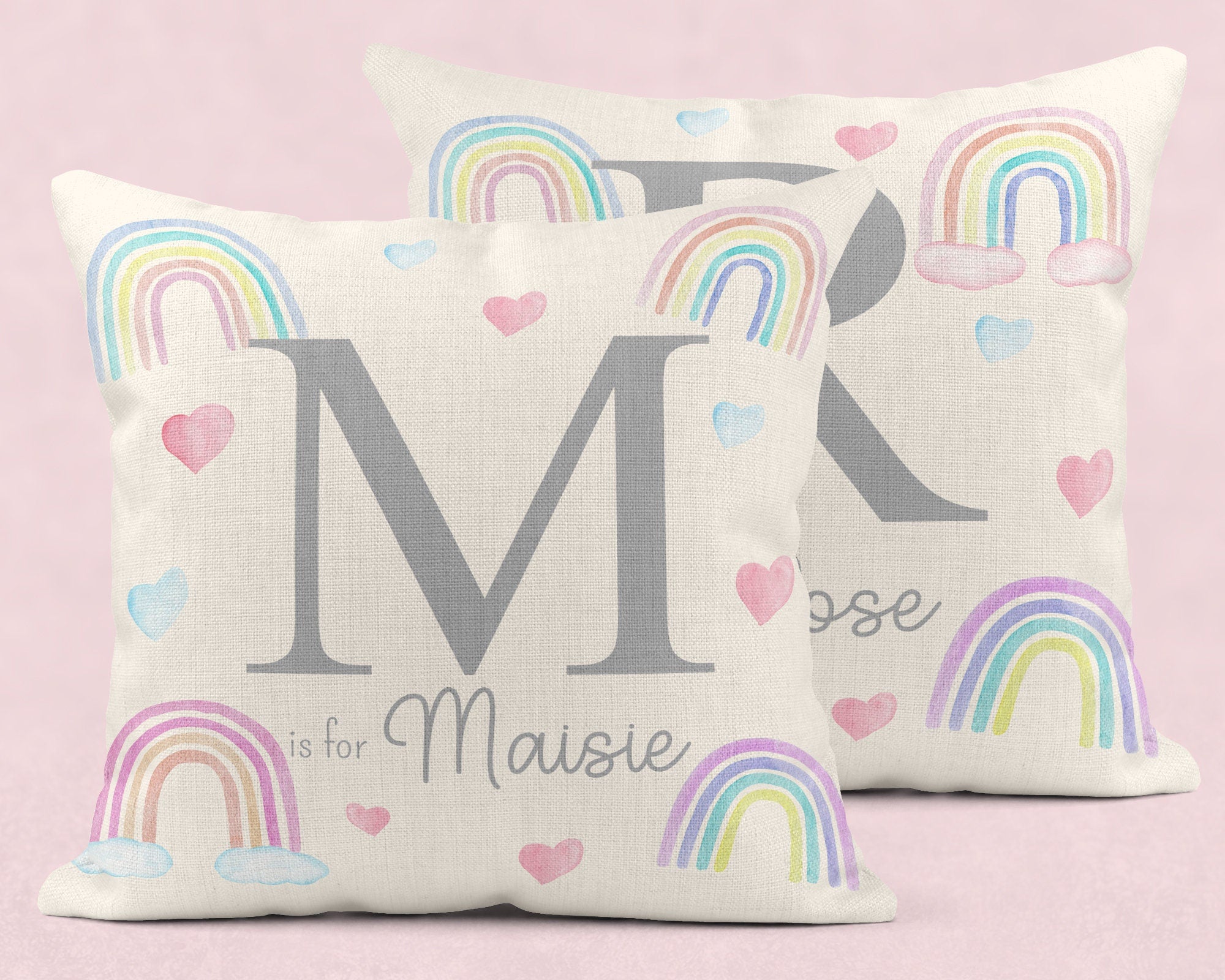 Personalised New Baby Cushion, Welcome To The World Cushion, New Baby Gifts, Rainbow Cushion, New Baby Present, Rainbow Nursery Decor
