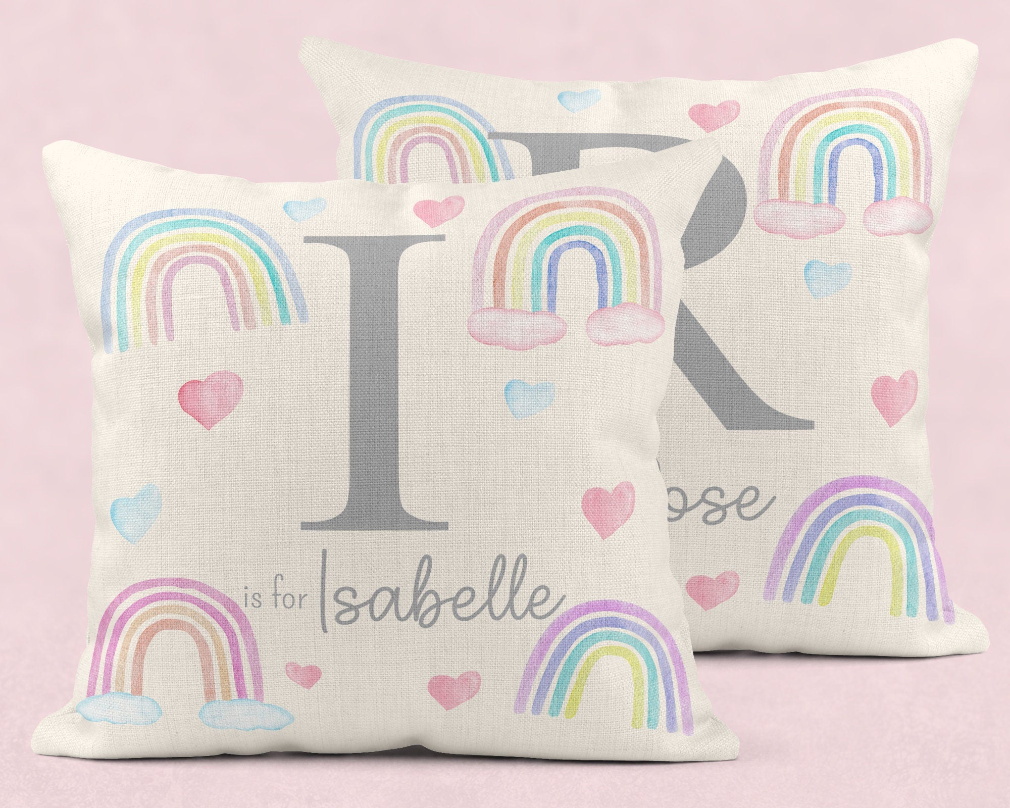 Personalised New Baby Cushion, Welcome To The World Cushion, New Baby Gifts, Rainbow Cushion, New Baby Present, Rainbow Nursery Decor