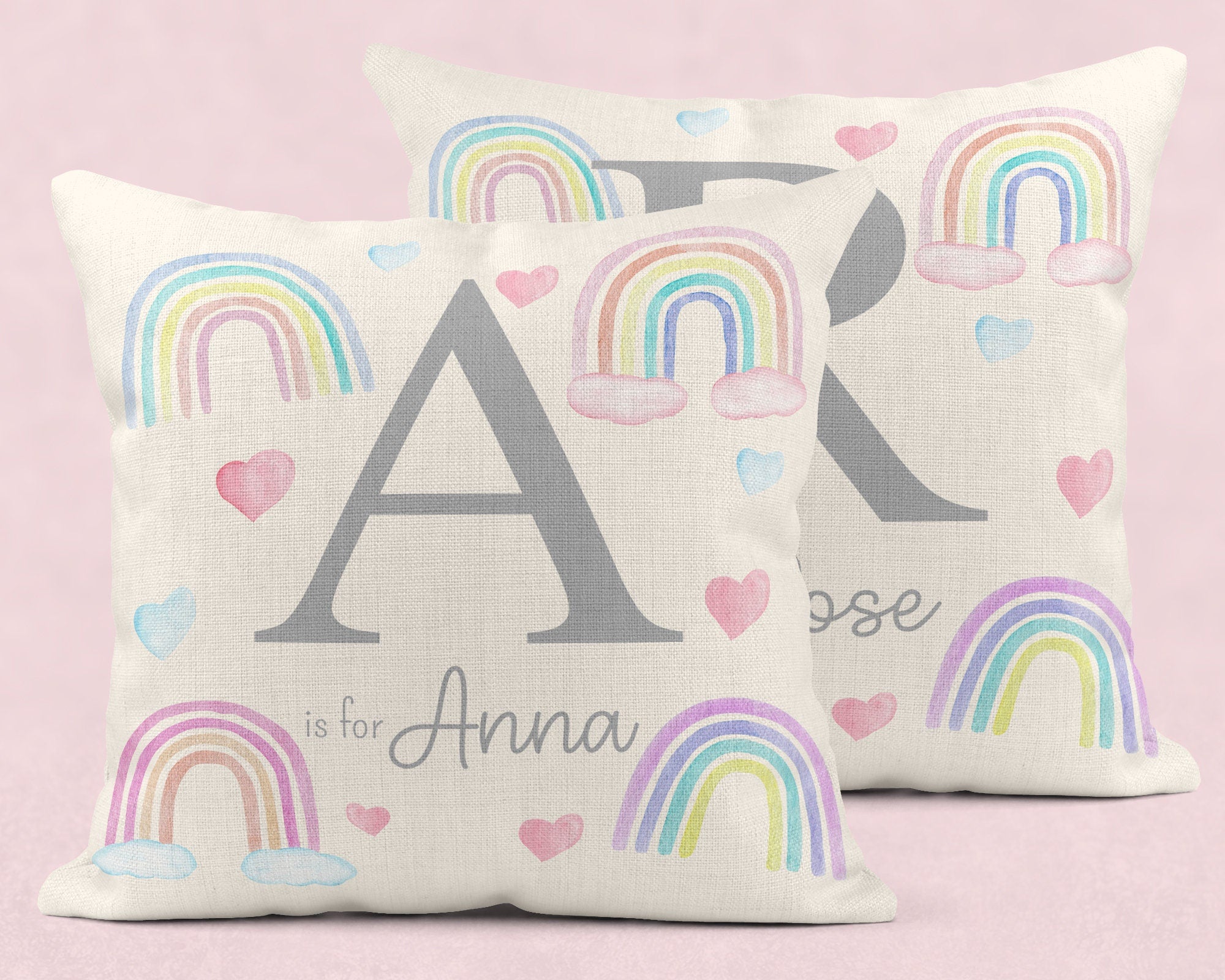 Personalised New Baby Cushion, Welcome To The World Cushion, New Baby Gifts, Rainbow Cushion, New Baby Present, Rainbow Nursery Decor