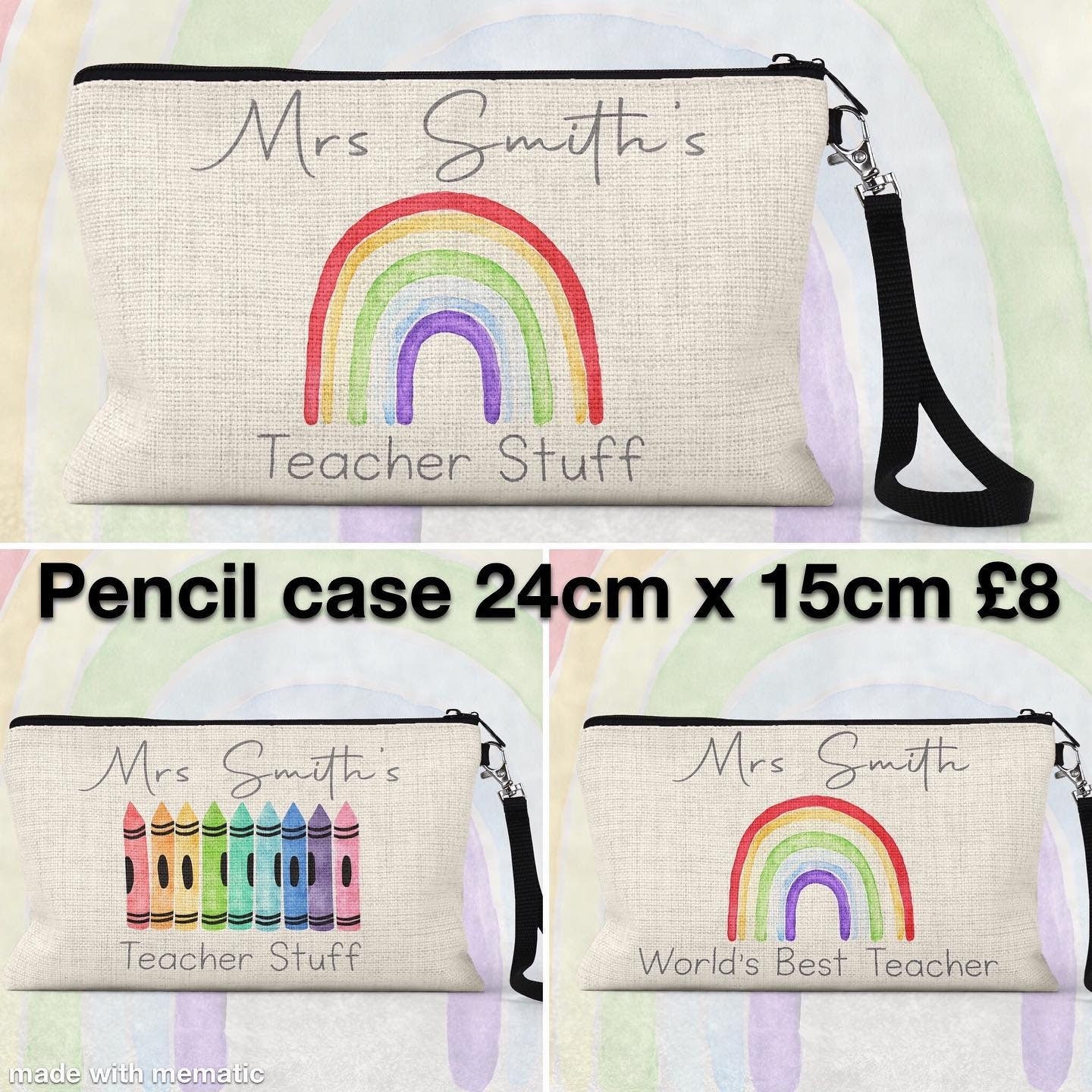 Teacher pencil case, Teacher gift, Teacher end of year gift, Thank you teacher, personalised pencil case, rainbow gift, End of Term gift