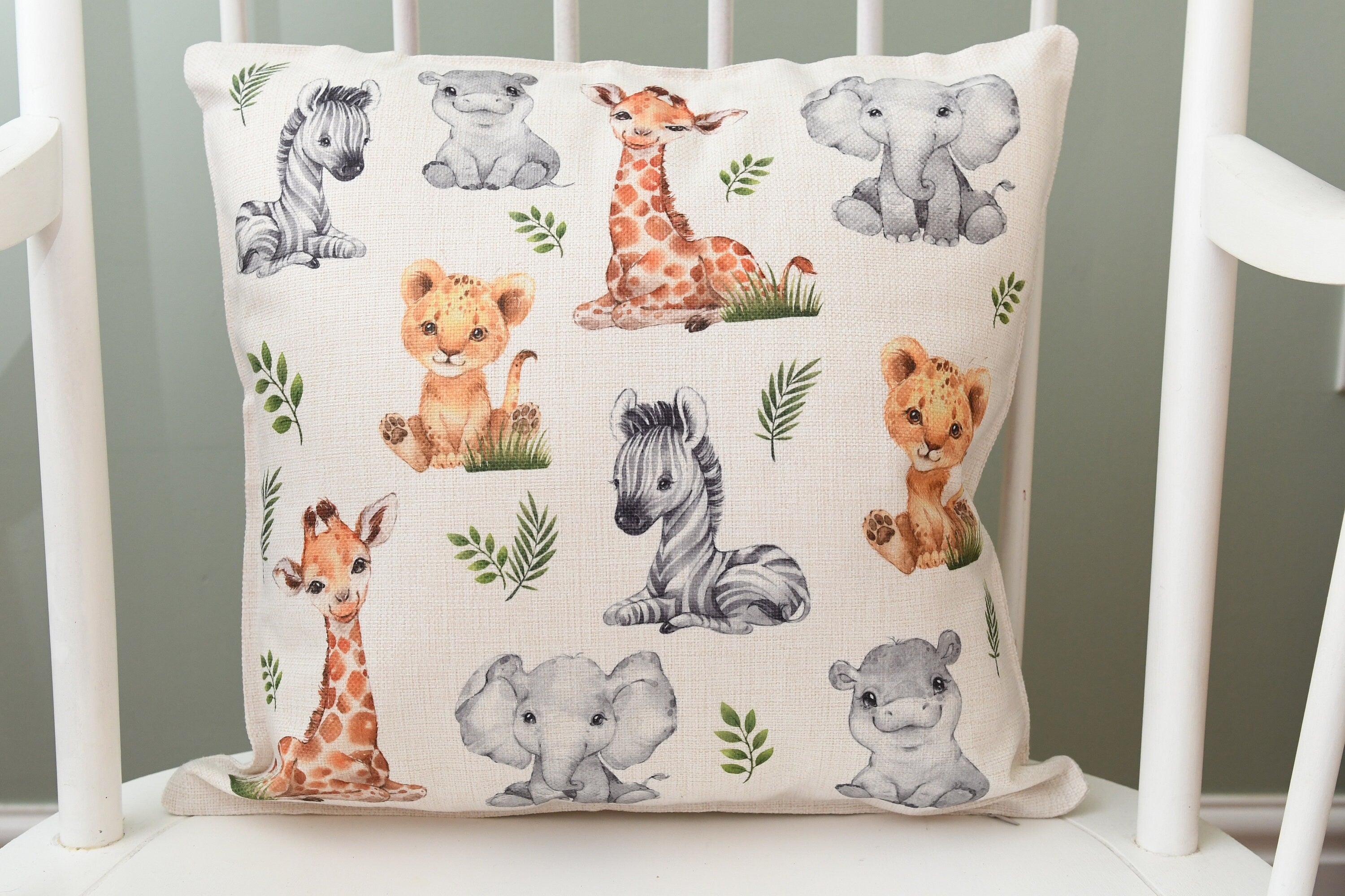 Safari cushion, Nursery cushion, New Baby Cushion, New Baby Gifts, Safari Nursery Decor, New Baby Present, Safari Nursery, Safari print