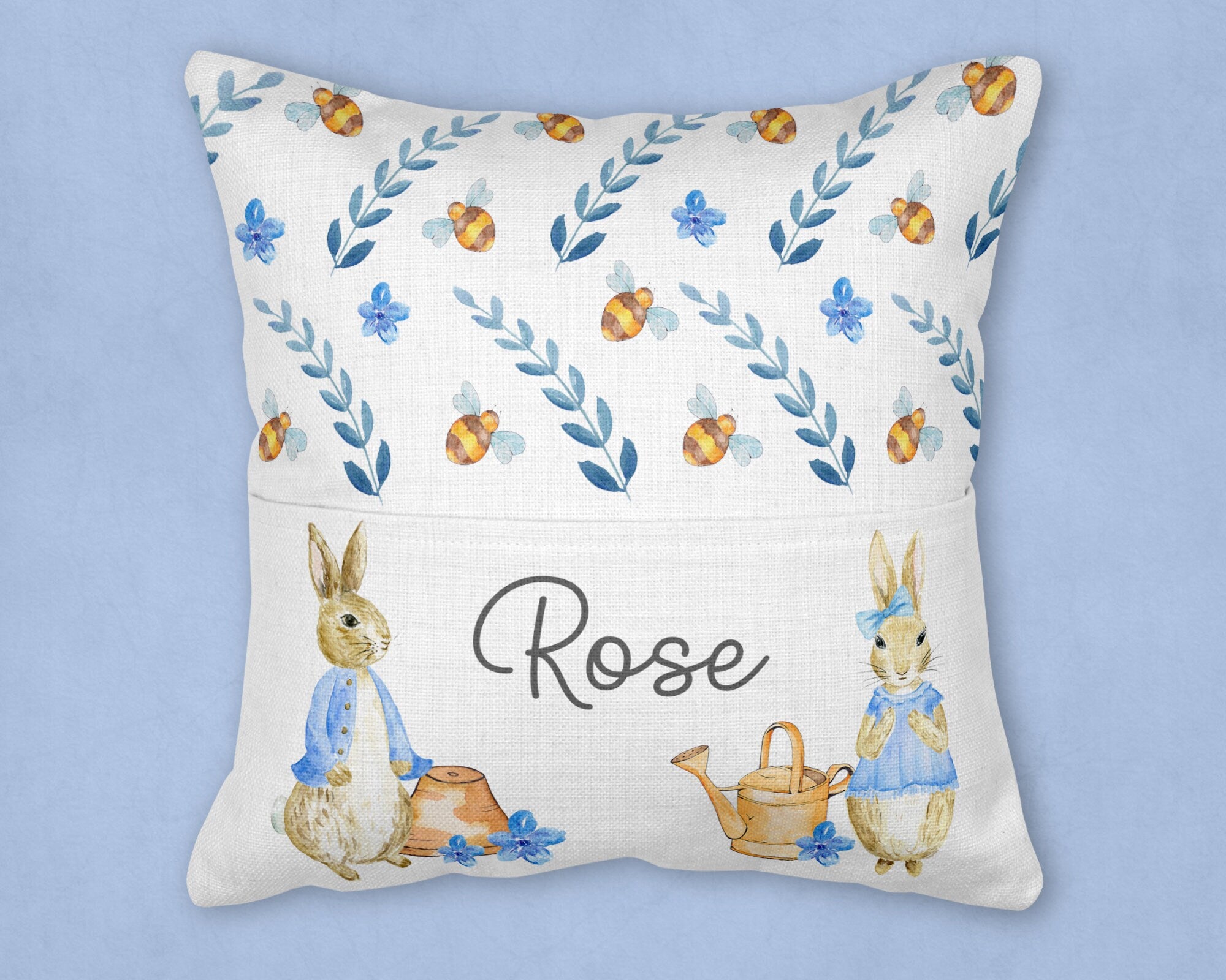 Peter Rabbit Reading cushion, Reading cushion, Personalised New Baby Cushion, New Baby Gifts, Rabbit Cushion, Peter rabbit nursery, reading