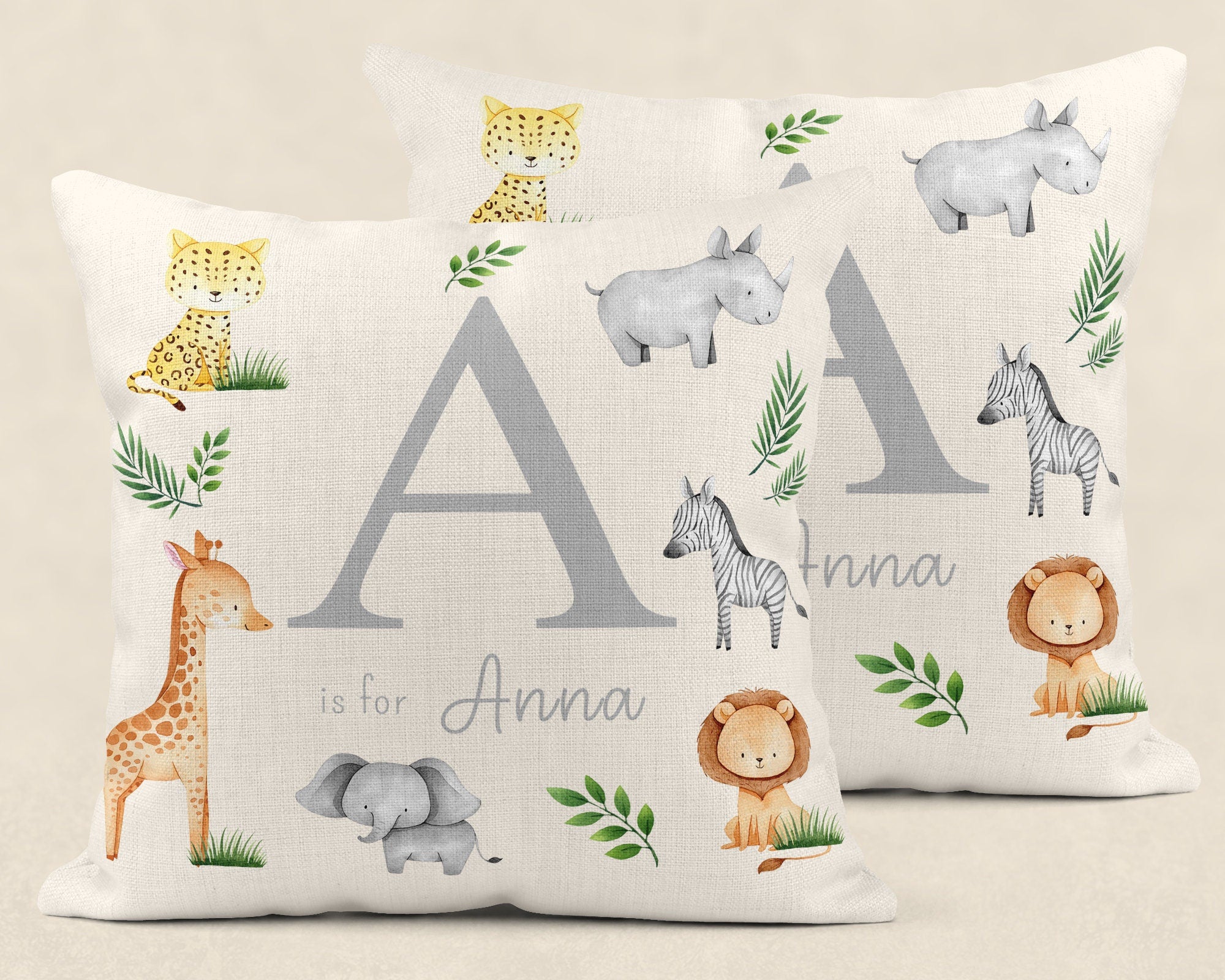 Personalised New Baby Cushion, Welcome To The World Cushion, New Baby Gifts, Safari Cushion, New Baby Present, Safari Nursery Decor