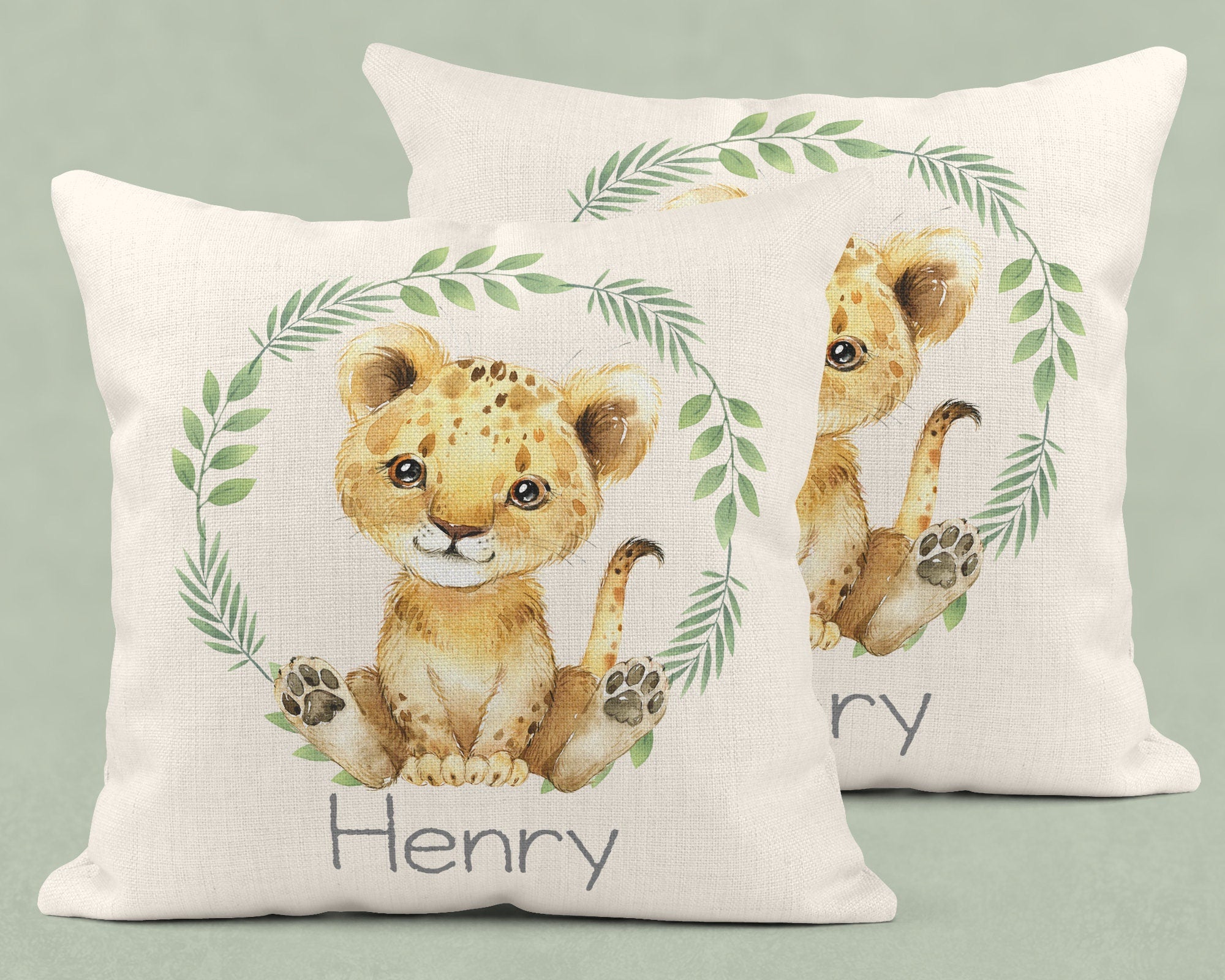 Personalised New Baby Cushion, Welcome To The World Cushion, New Baby Gifts, Safari Cushion, New Baby Present, Safari Nursery Decor