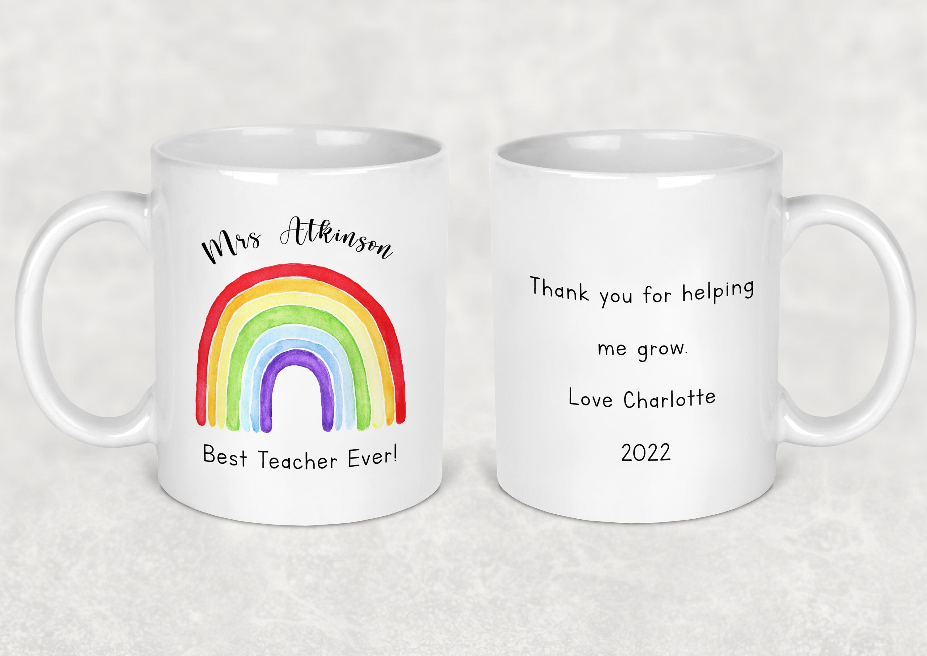 2x 3x 4x Pastel Rainbow Personalised Teacher Gifts | The Handlettering  Studio