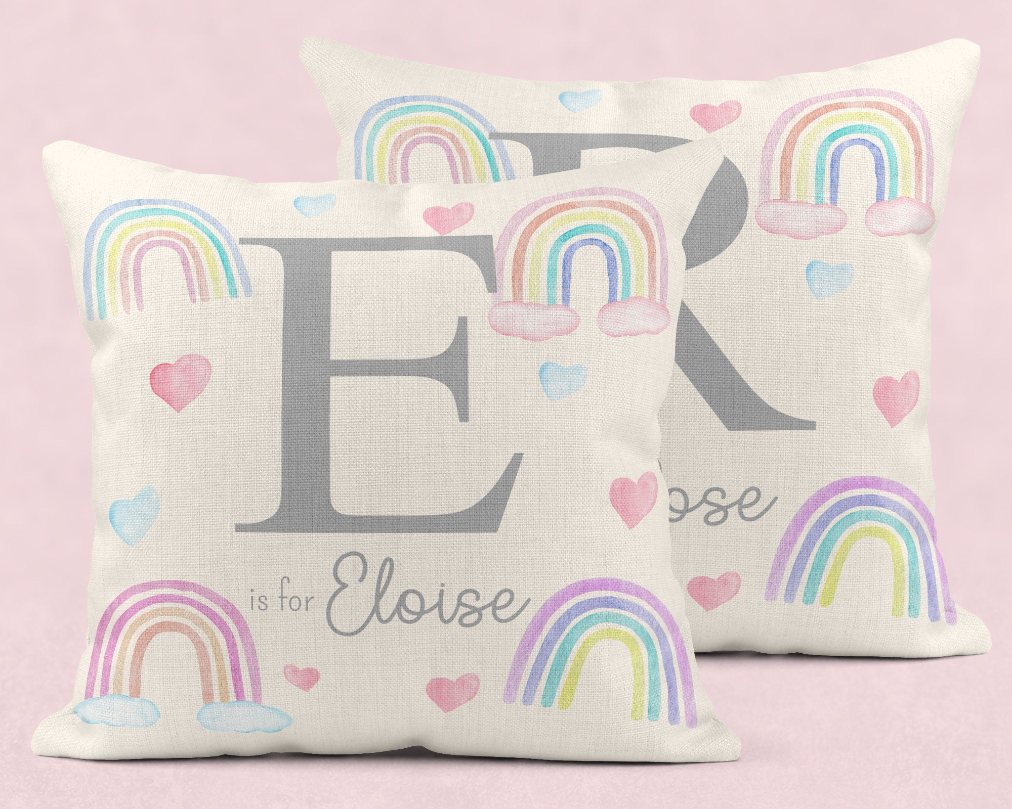 Personalised New Baby Cushion, Welcome To The World Cushion, New Baby Gifts, Rainbow Cushion, New Baby Present, Rainbow Nursery Decor