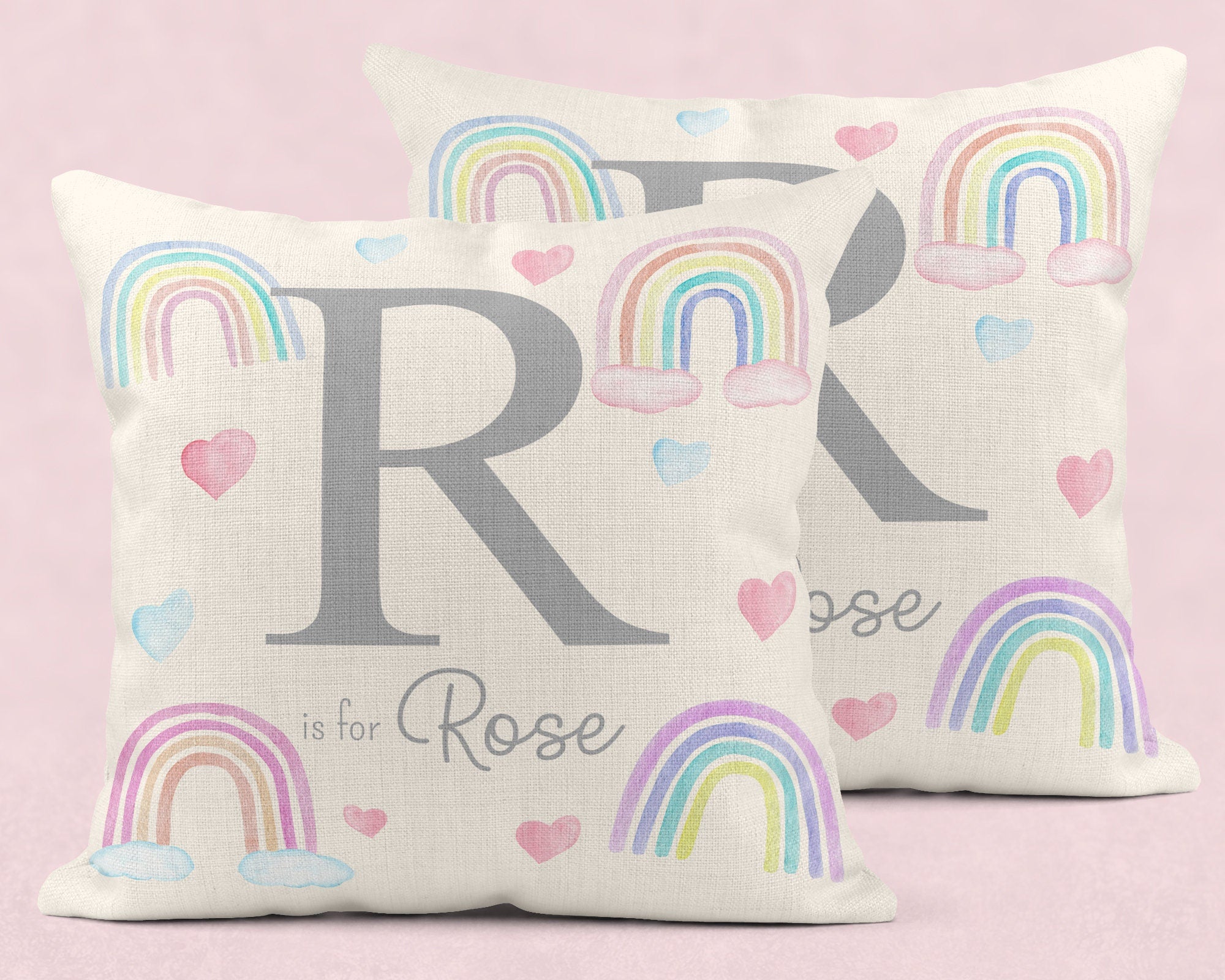 Personalised New Baby Cushion, Welcome To The World Cushion, New Baby Gifts, Rainbow Cushion, New Baby Present, Rainbow Nursery Decor